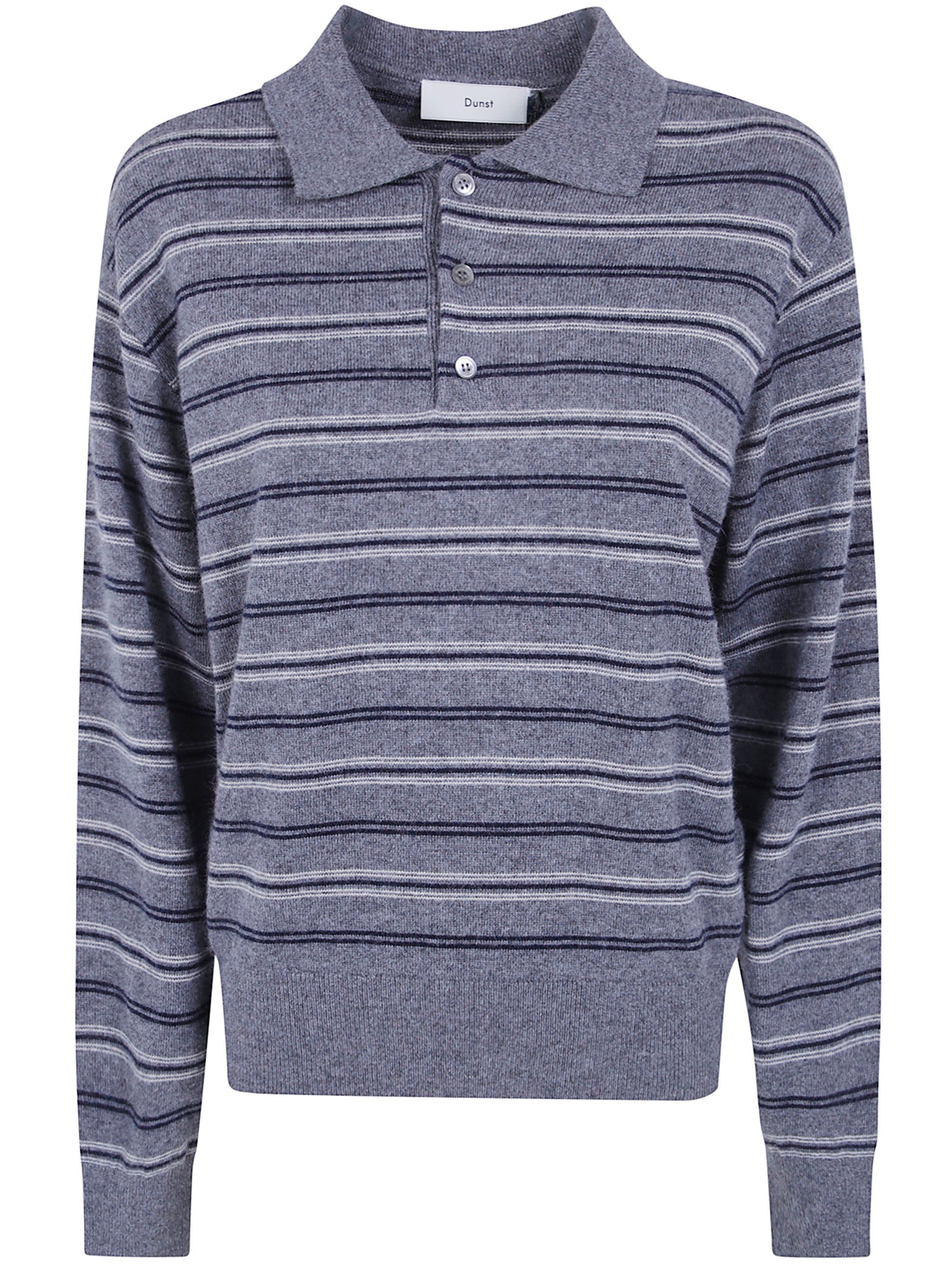 Dunst Collared Striped Sweater In Gray
