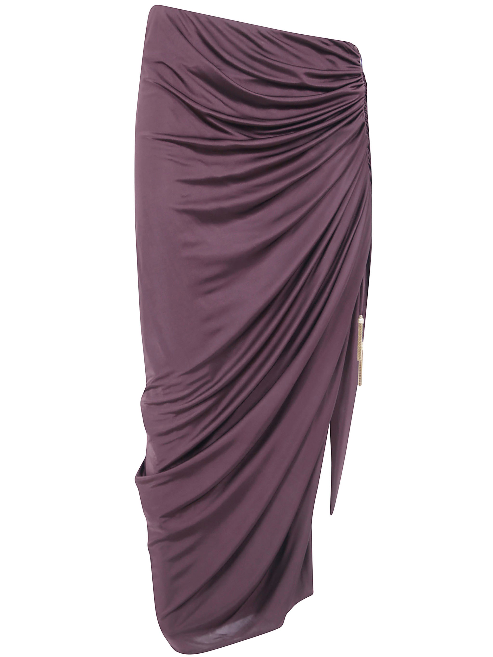 BALMAIN Draped Slit Midi Skirt