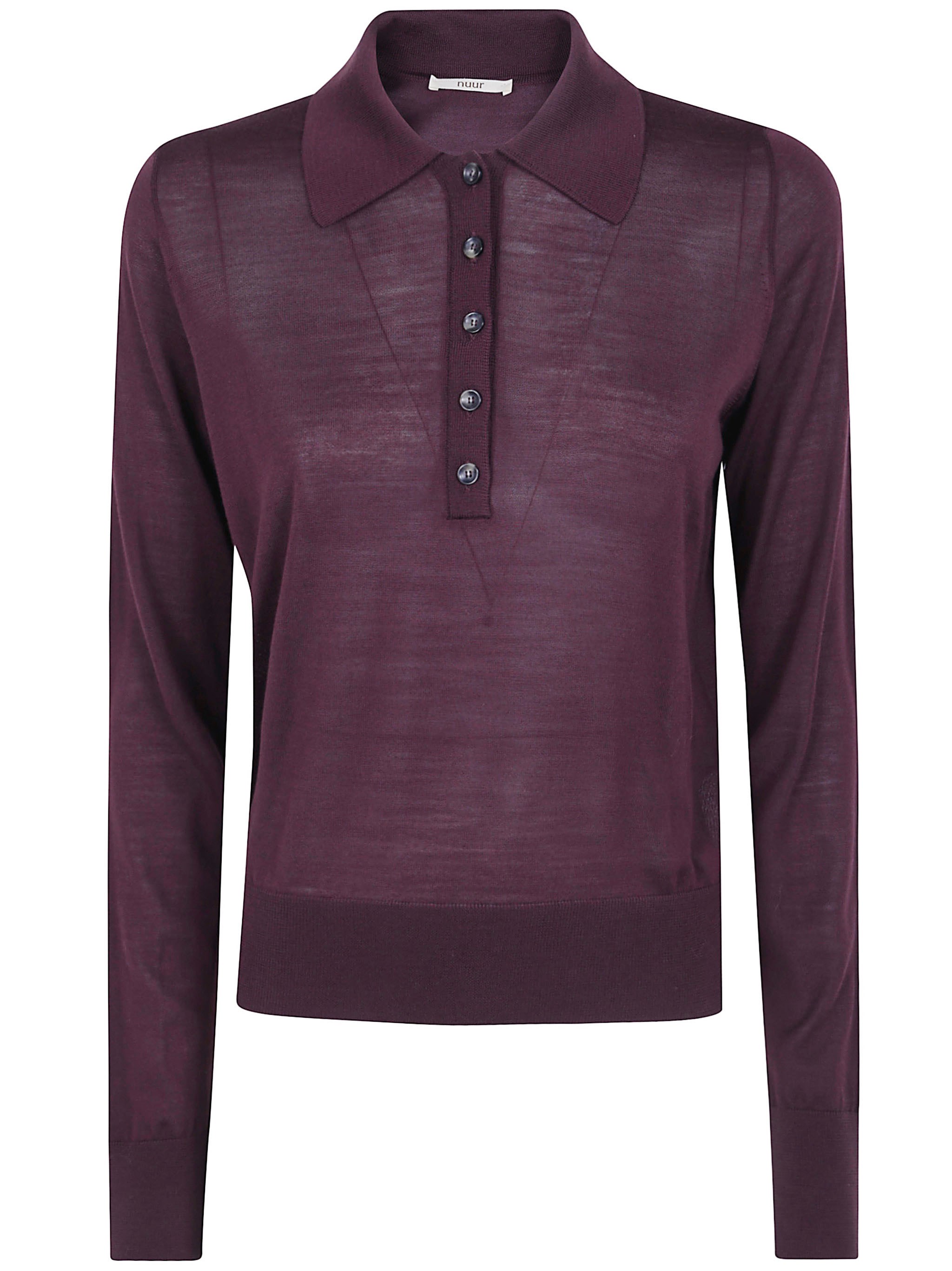 Nuur Long Sleeve Polo Neck Sweater In Red