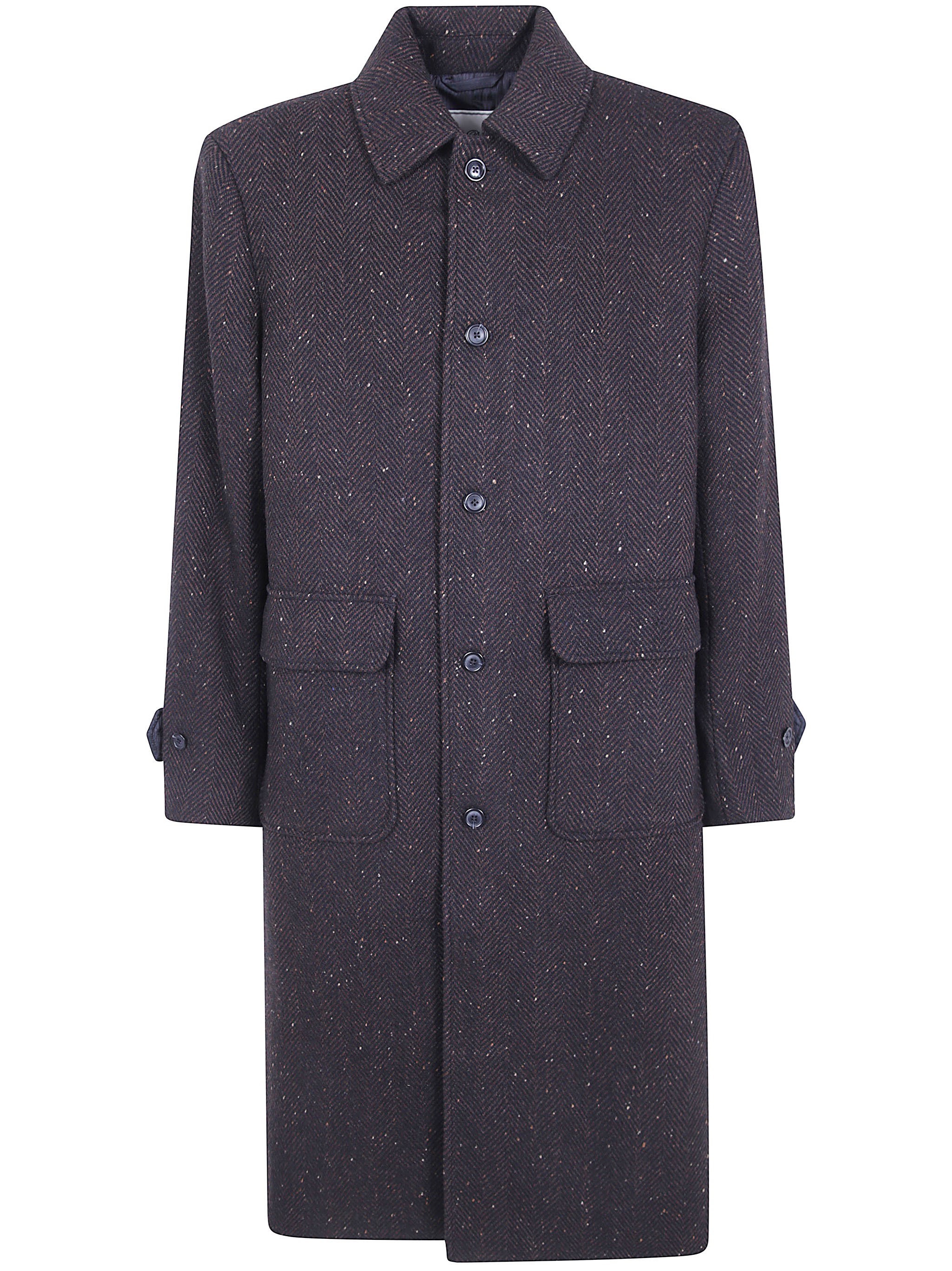 Les Deux Coat Herringbone "herringbone Wool Coat" In Brown