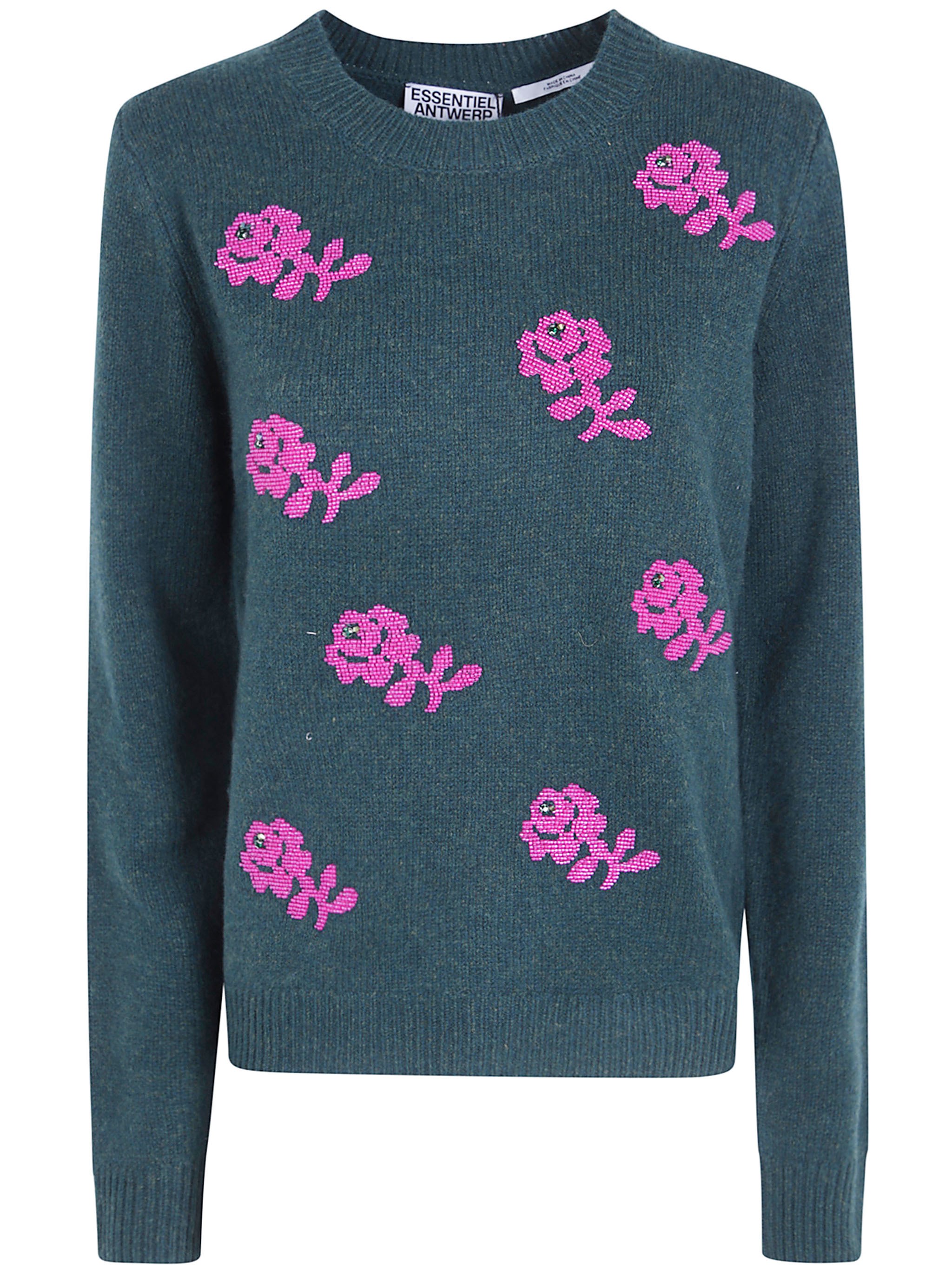 Embroidered Round-Neck Sweater