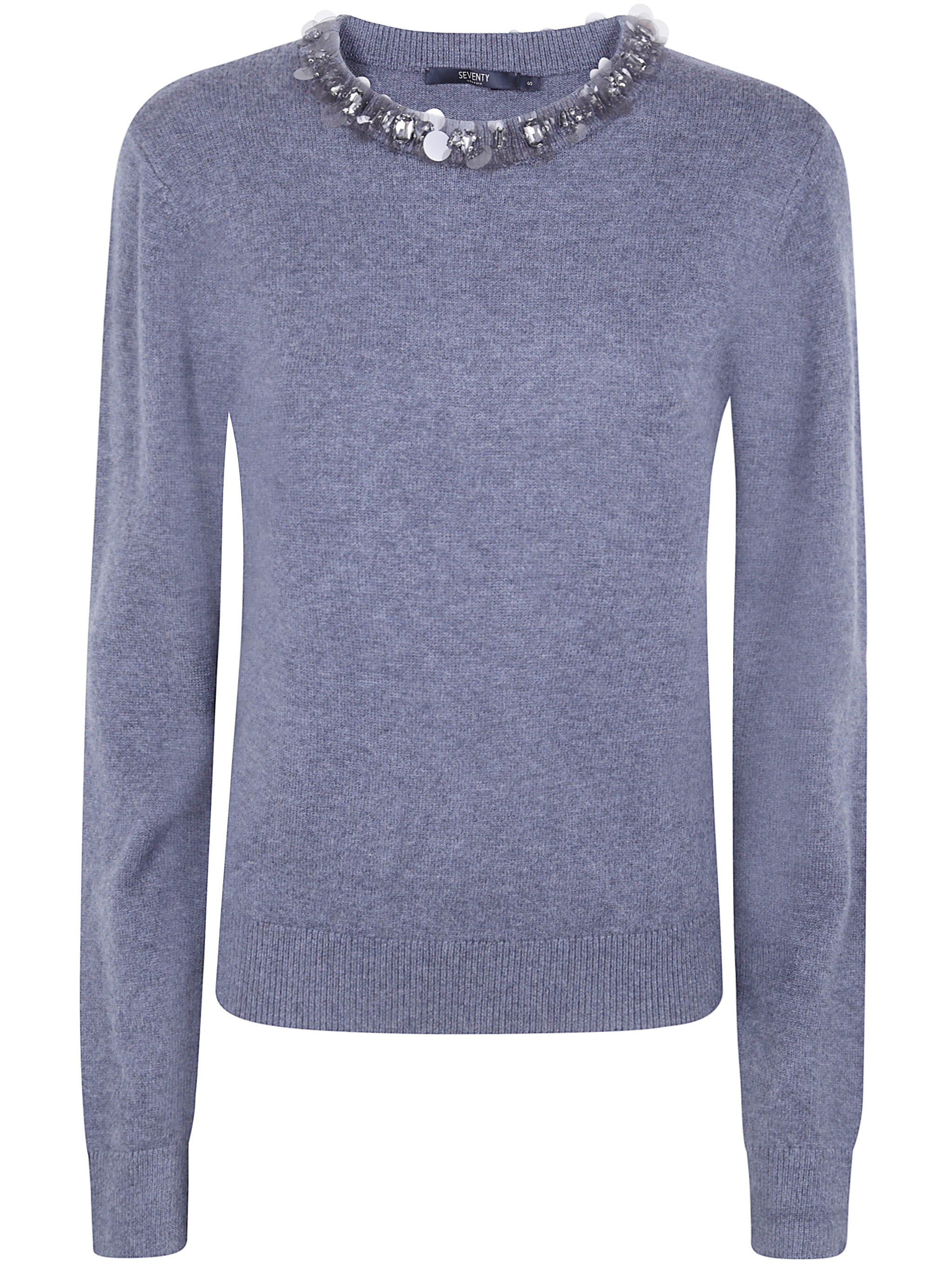 Seventy Sweater Round Neck "round Neck Sweater With Appliques" In Gray