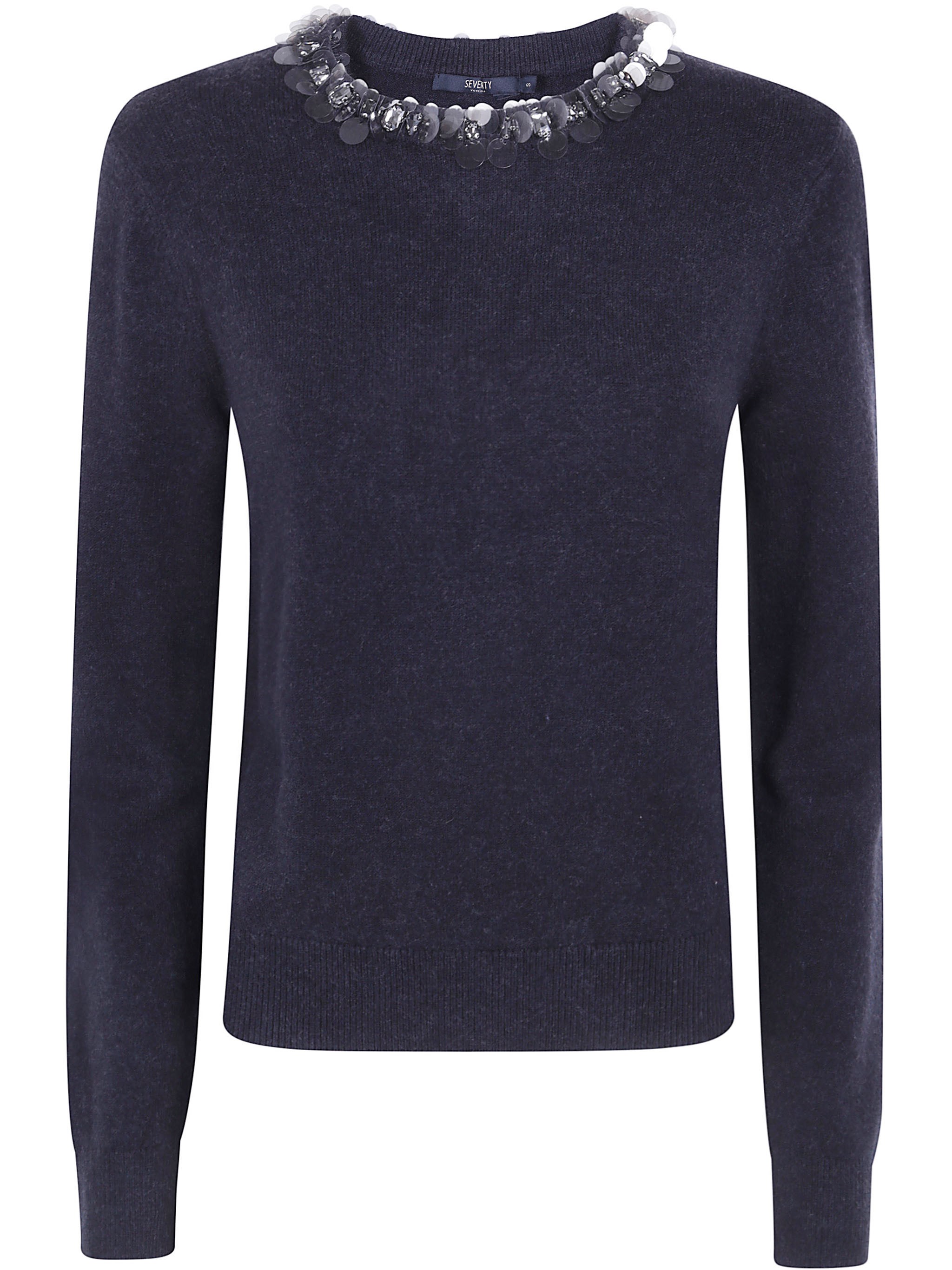 Seventy Sweater Round Neck Appliques In Black