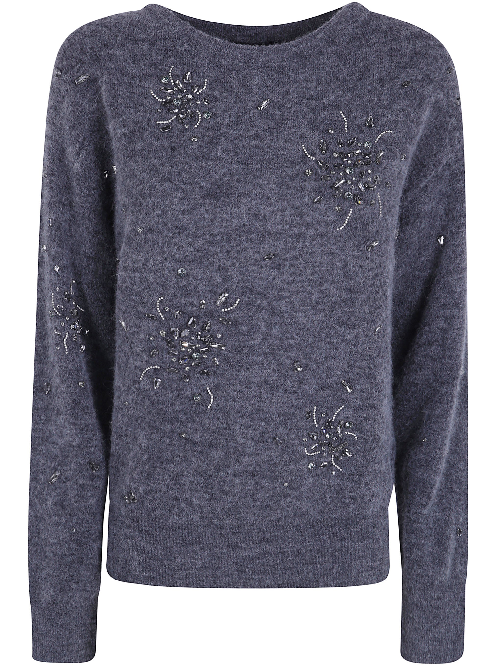 Seventy Boat Neck Sweater "boat Neck Sweater With Appliques" In Gray