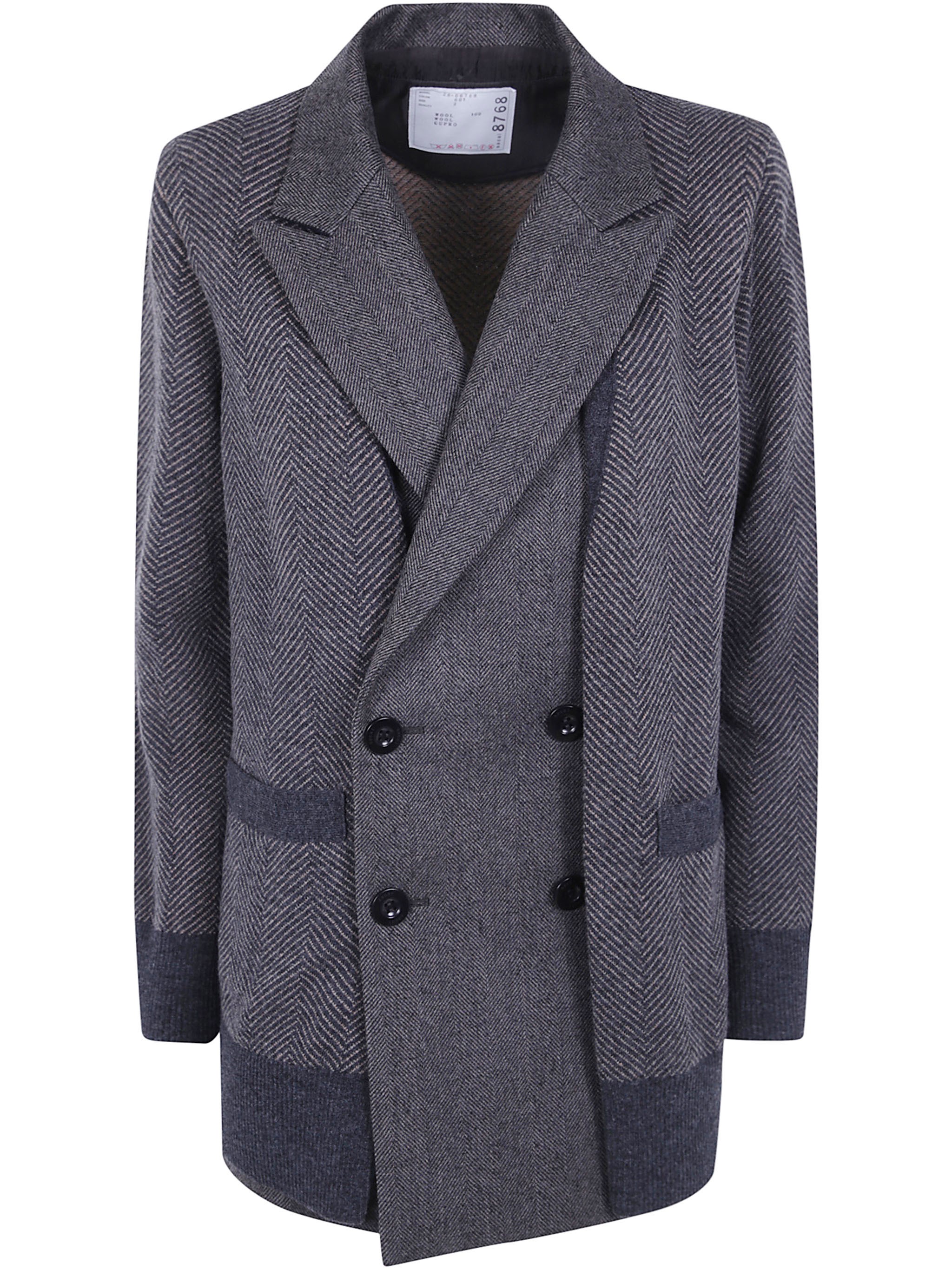 Sacai Cardigan Double Face Herringbone "Double Face Herringbone X Wool