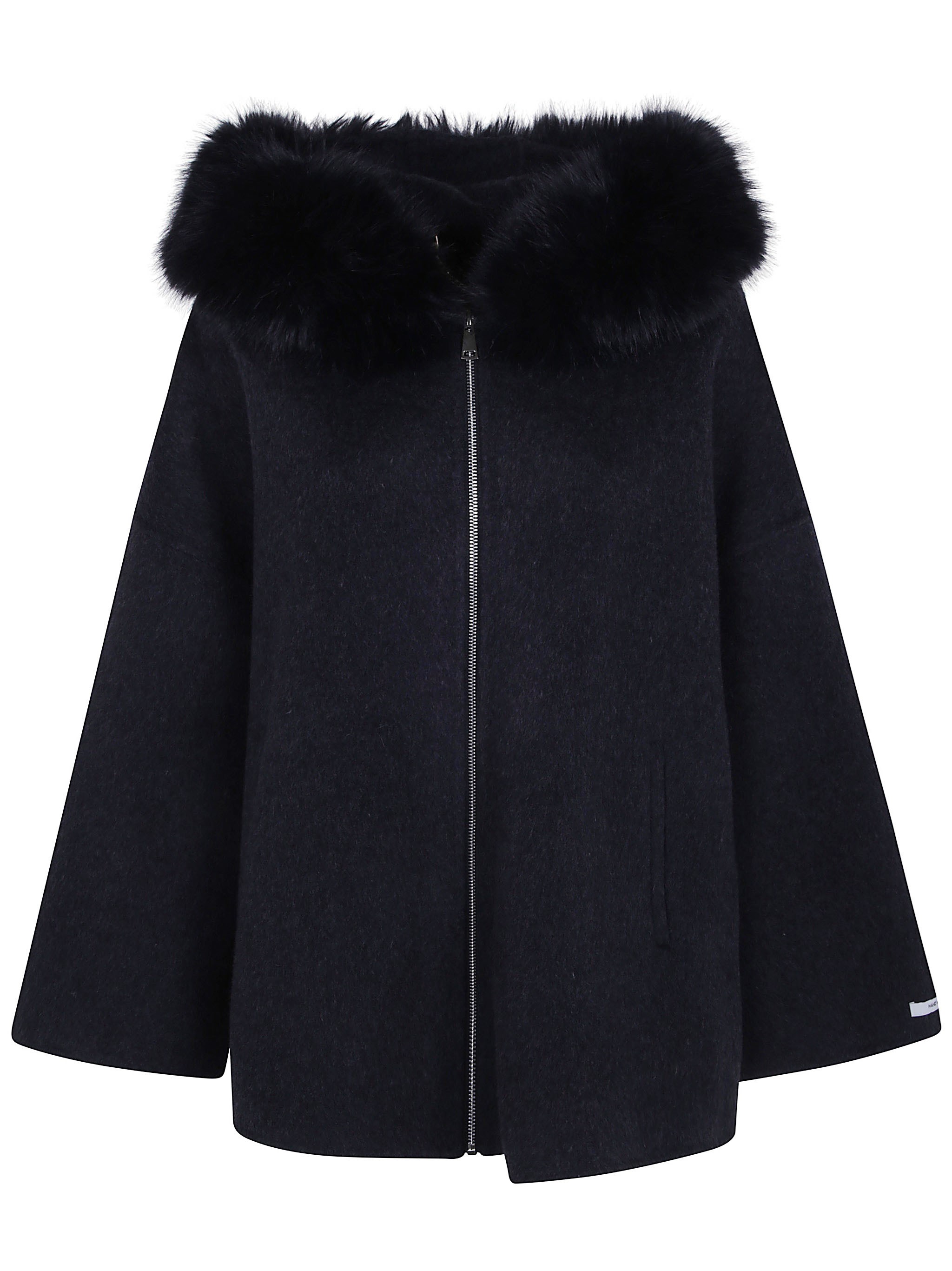Giovanni Paris Coat With Faux Fur Collar Sela Anthracite Grey In Gray