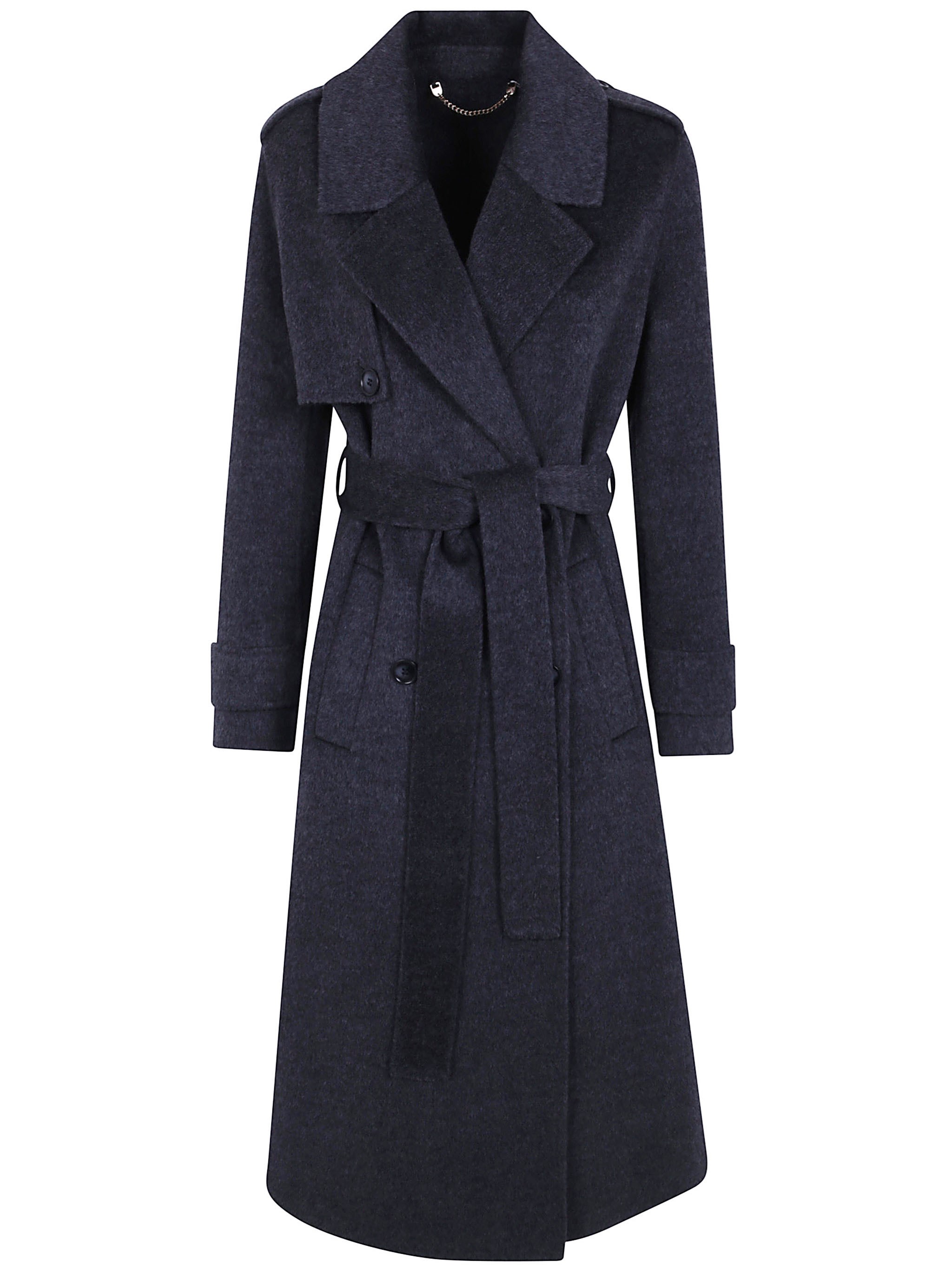 Giovanni Paris Coat Trench "cassis Anthracite Grey" In Gray