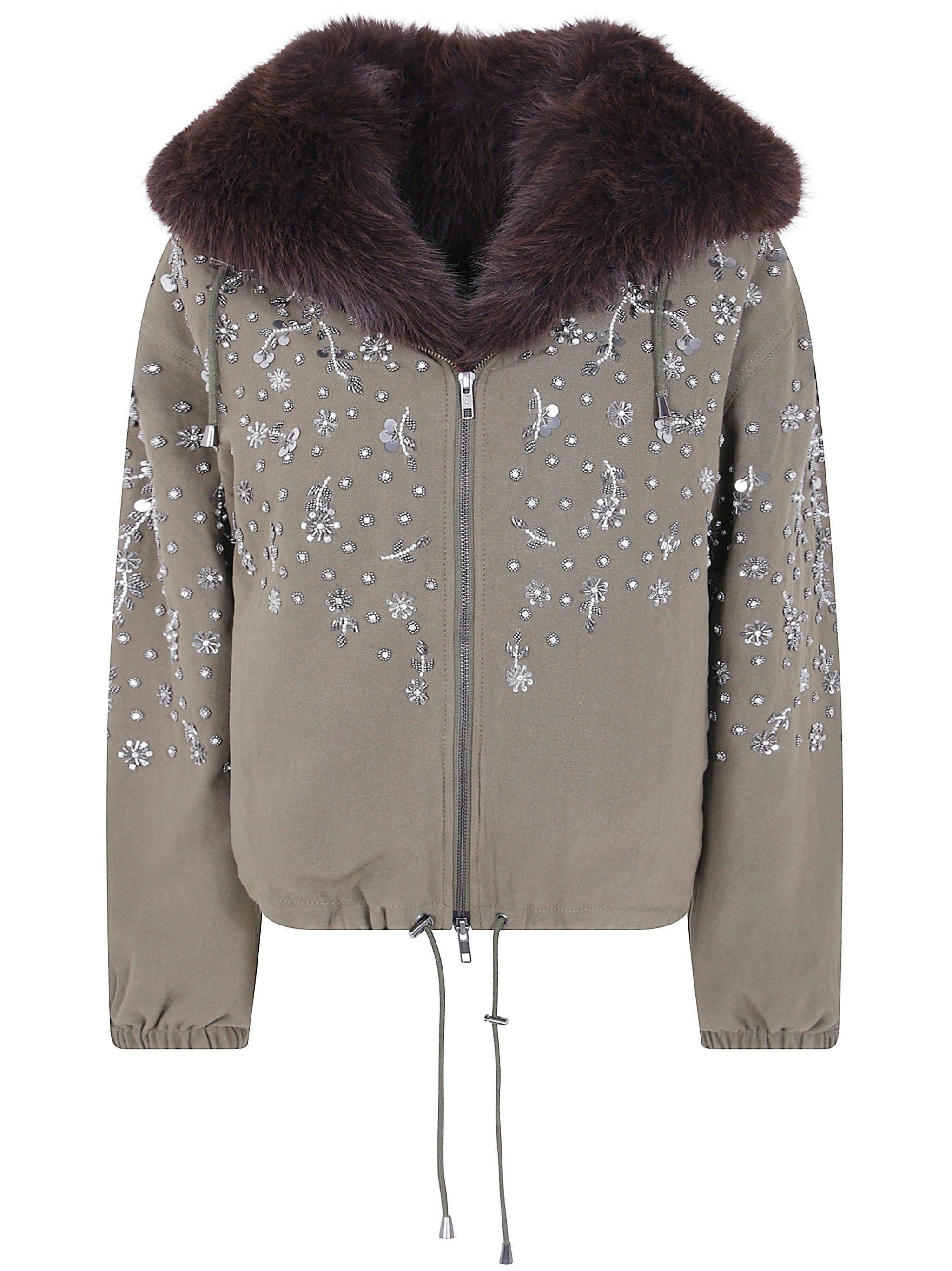 Drhope Jacket Canvas And Fur "soleil Bright" In Brown