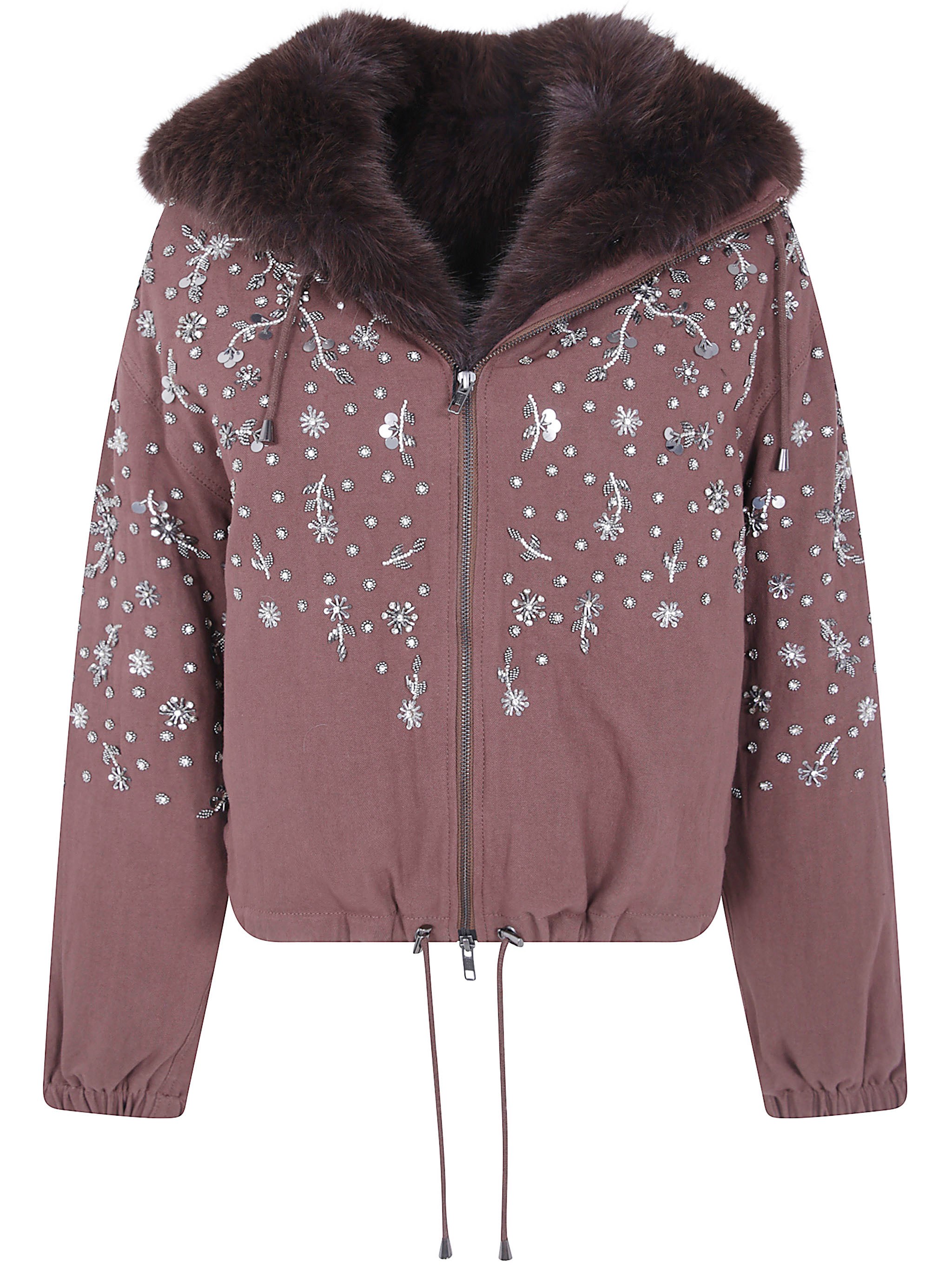 Drhope Canvas And Fur Jacket "soleil Bright" In Brown
