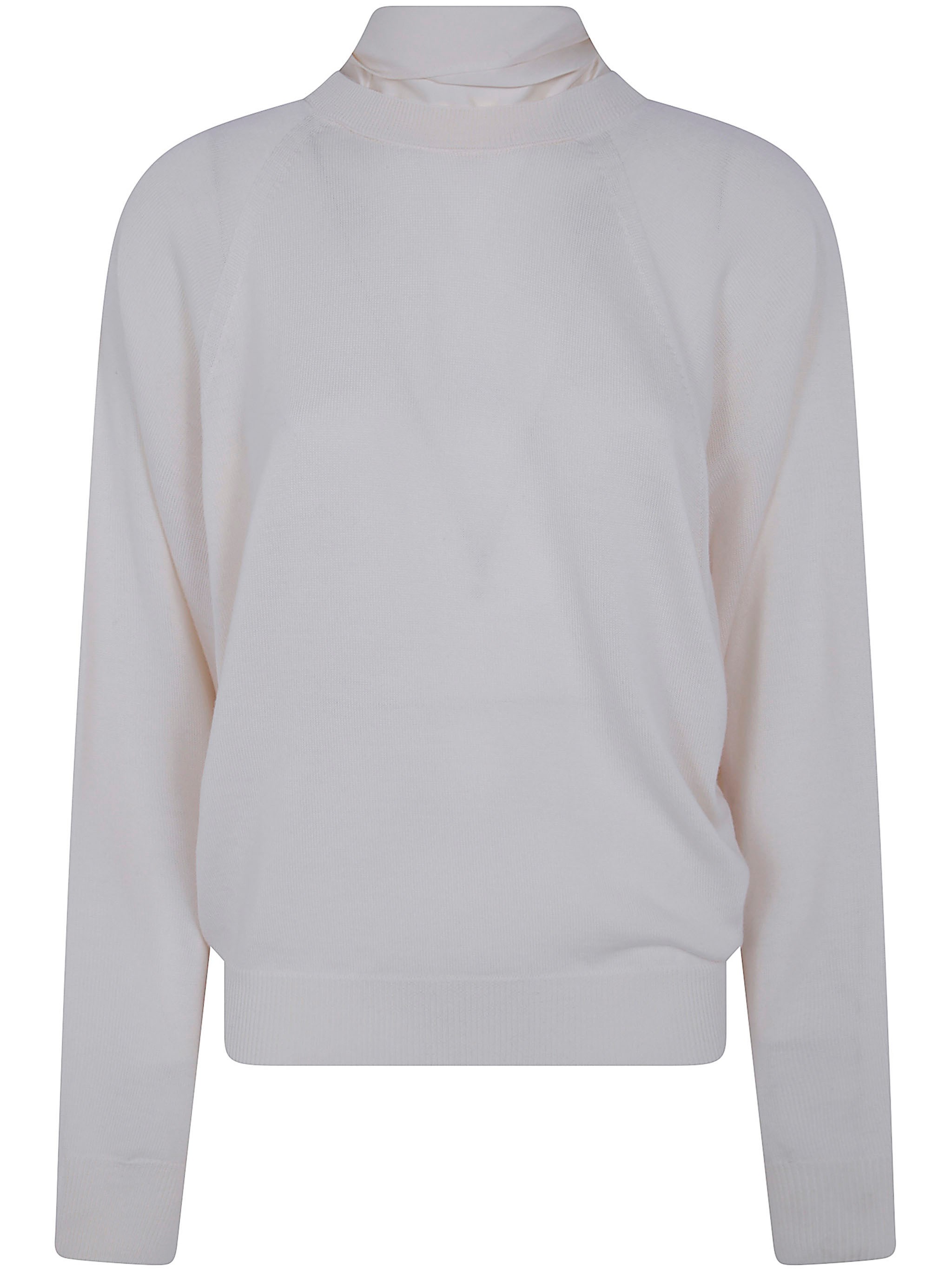 Semicouture Scarf-Detail Round-Neck Sweater “Kathi”