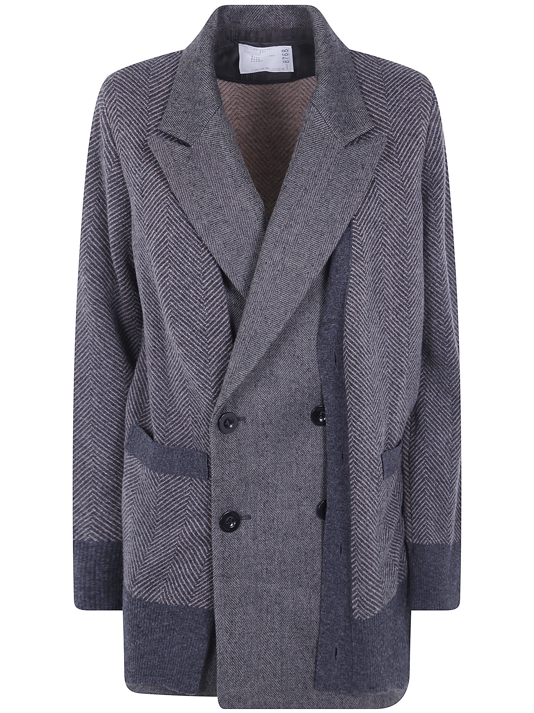 Sacai Cardigan Double Face Herringbone "Double Face Herringbone X Wool