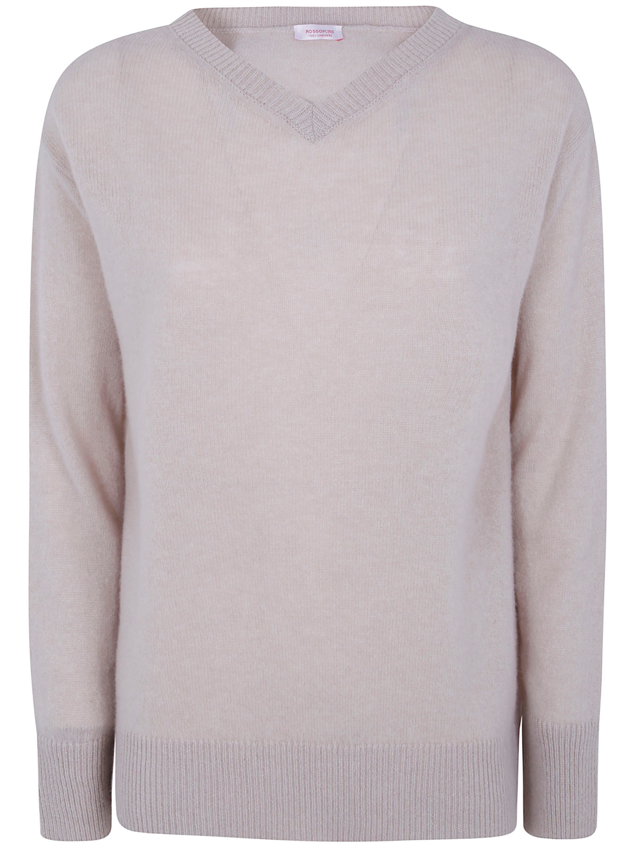 Rosso Puro Sweater V-neck Long Sleeved V Neck Over Sweater In Beige