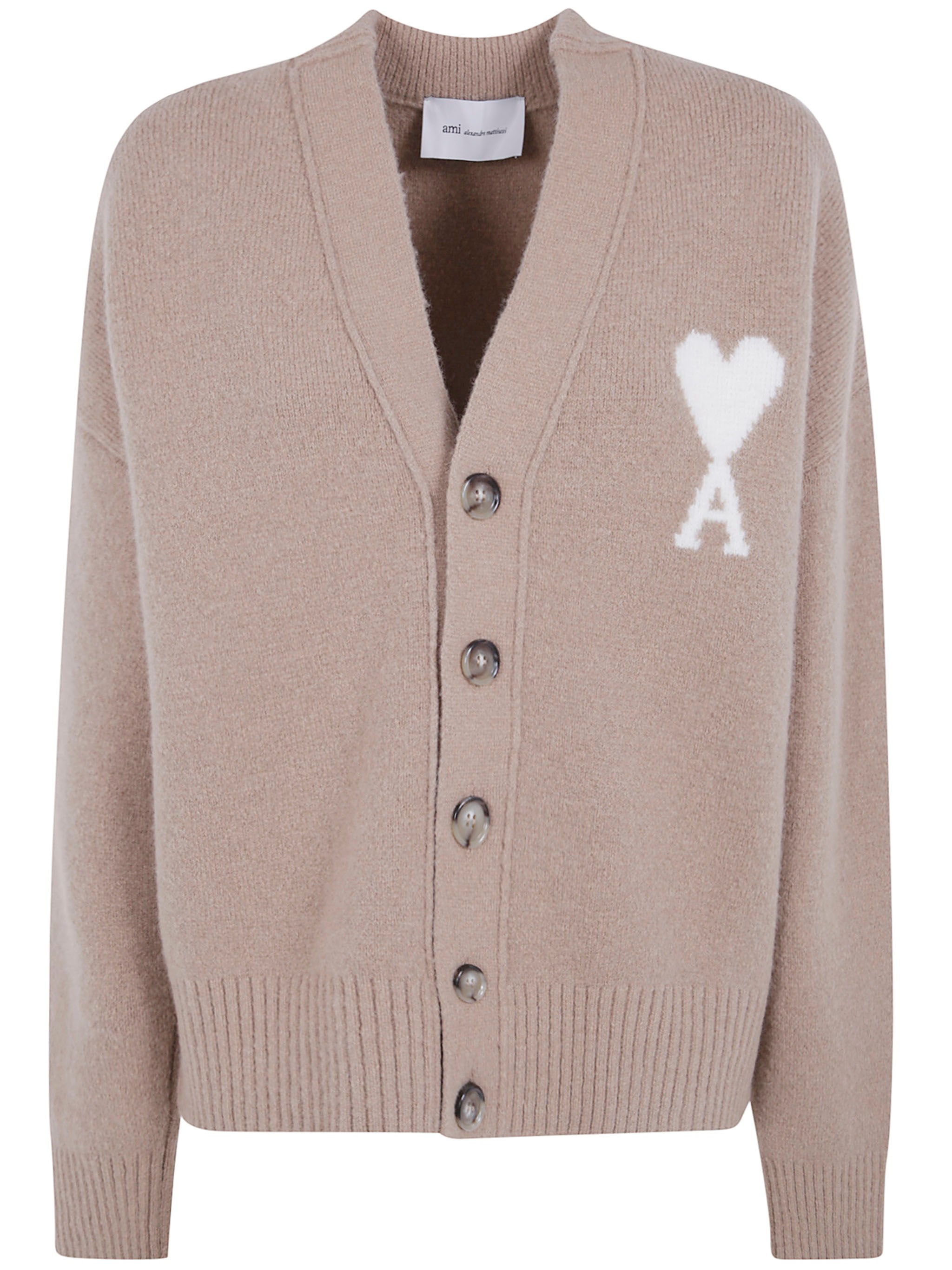 AMI ALEXANDRE MATTIUSSI V-Neck Cardigan “Quota Ami De Coeur”