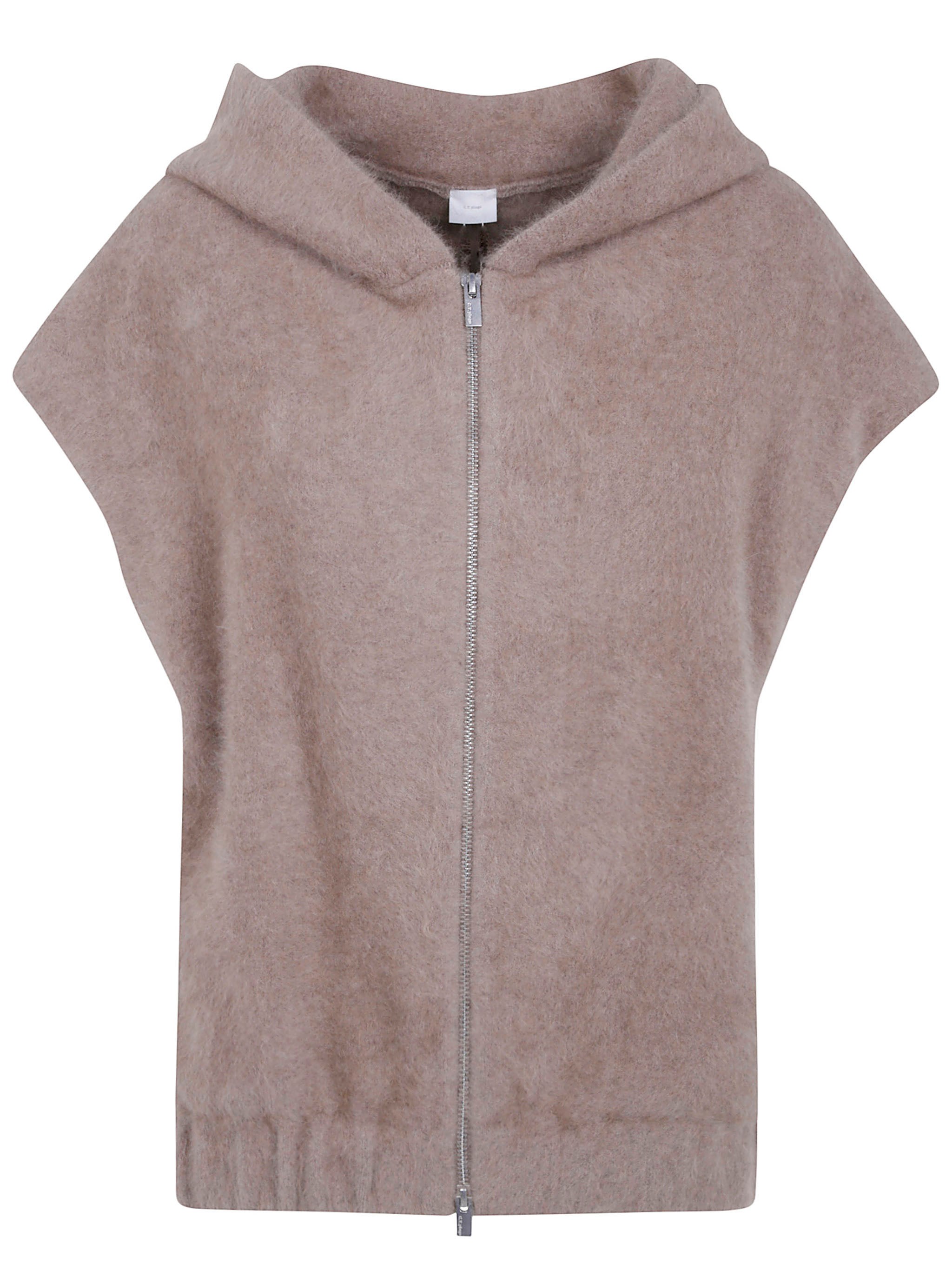 C. T. PLAGE Sleeveless Hooded Cardigan
