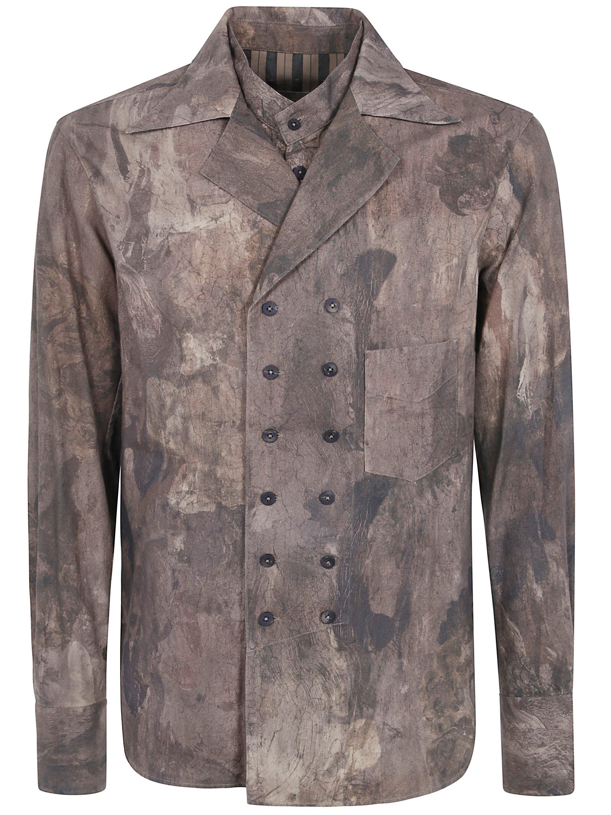 Ziggy Chen Shirt Digital Print Double-breasted In Gray