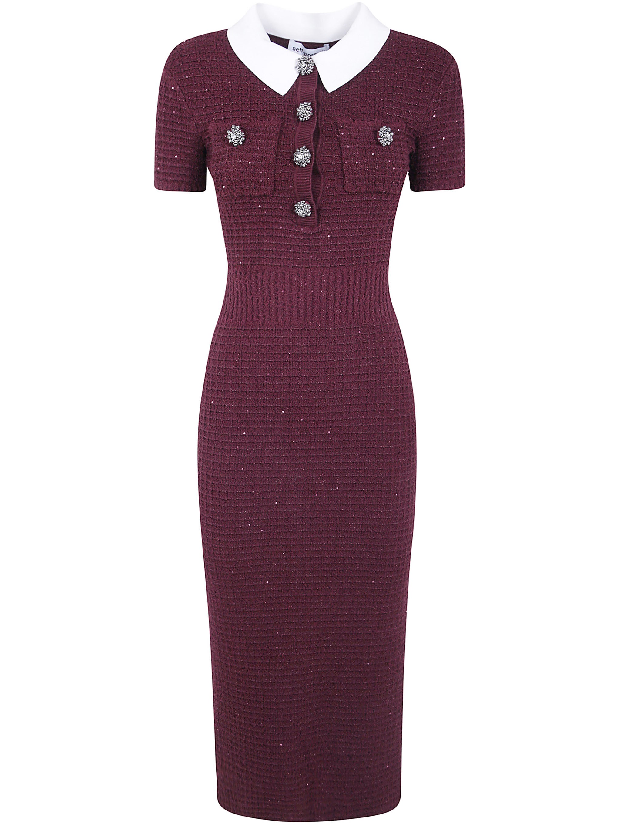 SELF-PORTRAIT Midi Dress Textured Knit