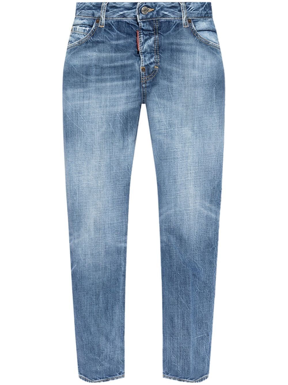 Dsquared2 Whiskering Effect Slim-cut Jeans In Blue