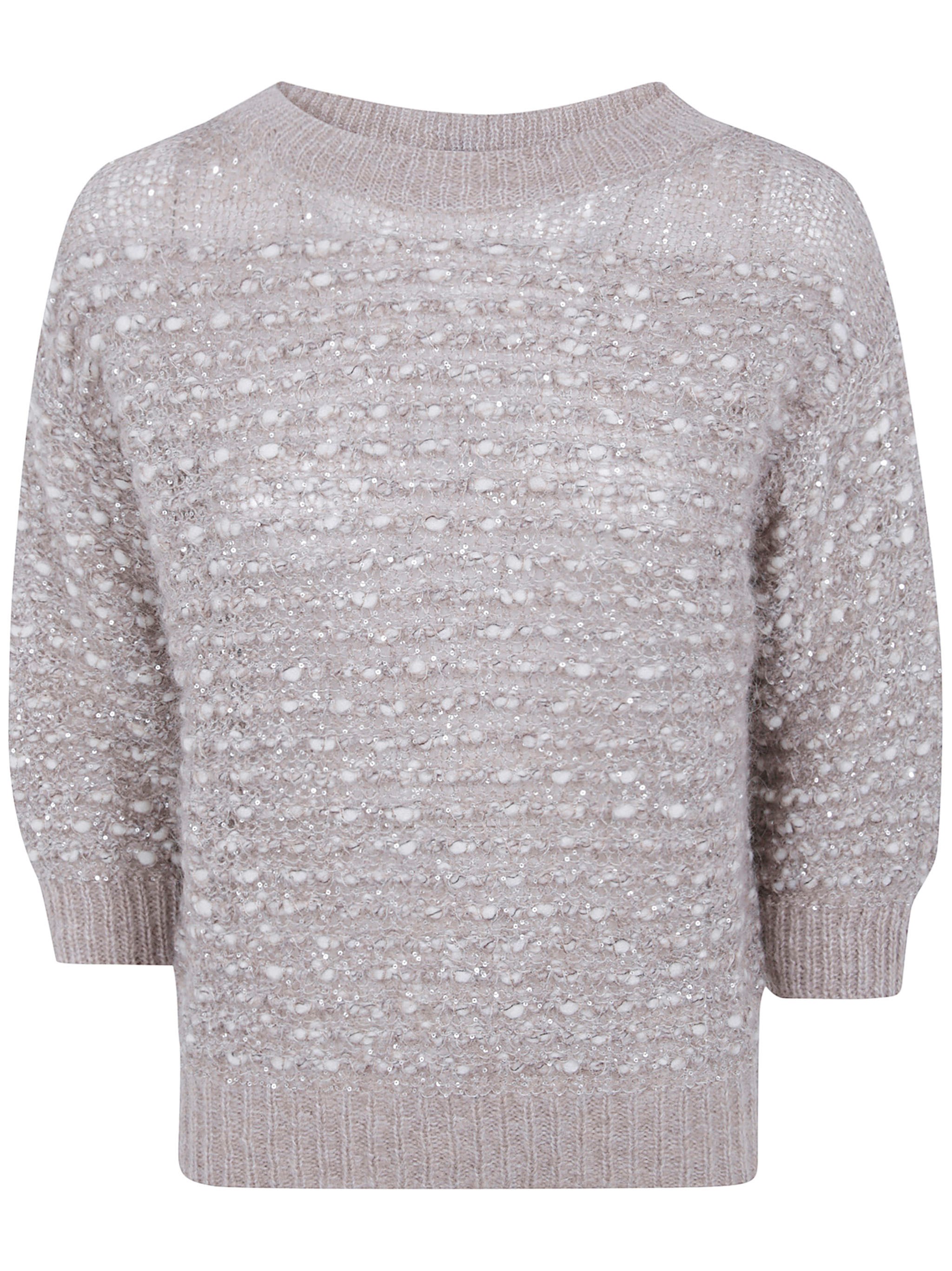 D.exterior D. EXTERIOR Short-Sleeve Boatneck Sweater “Crystals Short Sleeves Boatn