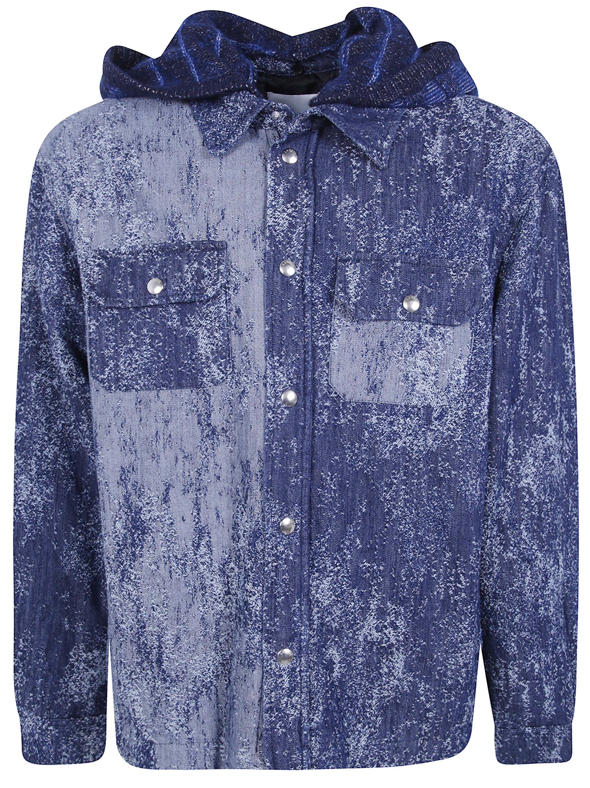 LANEUS Shirt Blue Denim Shirt Man