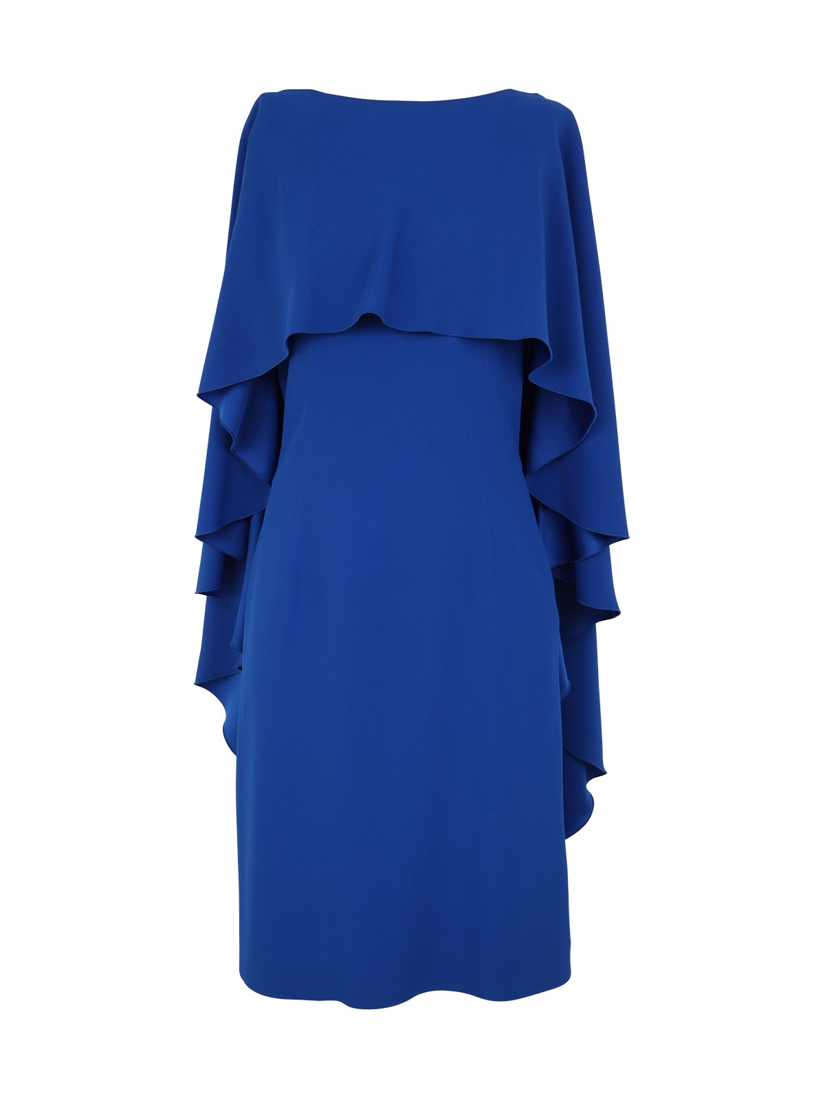 Alberta Ferretti Blue Cape Dress With Ruffle Detailing In Acetate Woman In Blue