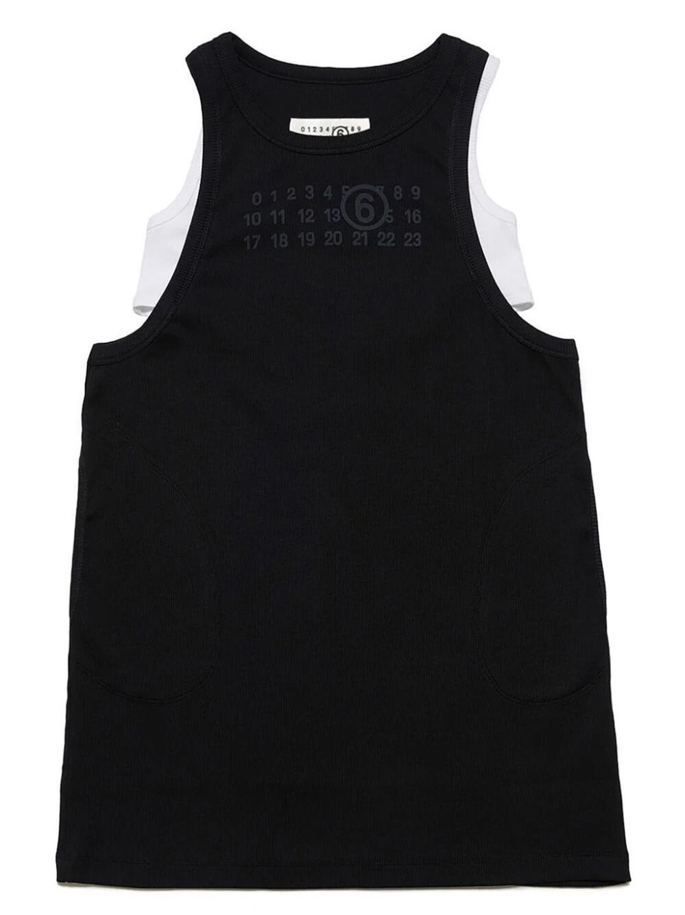 Mm6 Maison Margiela Sleeveless Ribbed Cotton Logo Dress In Black