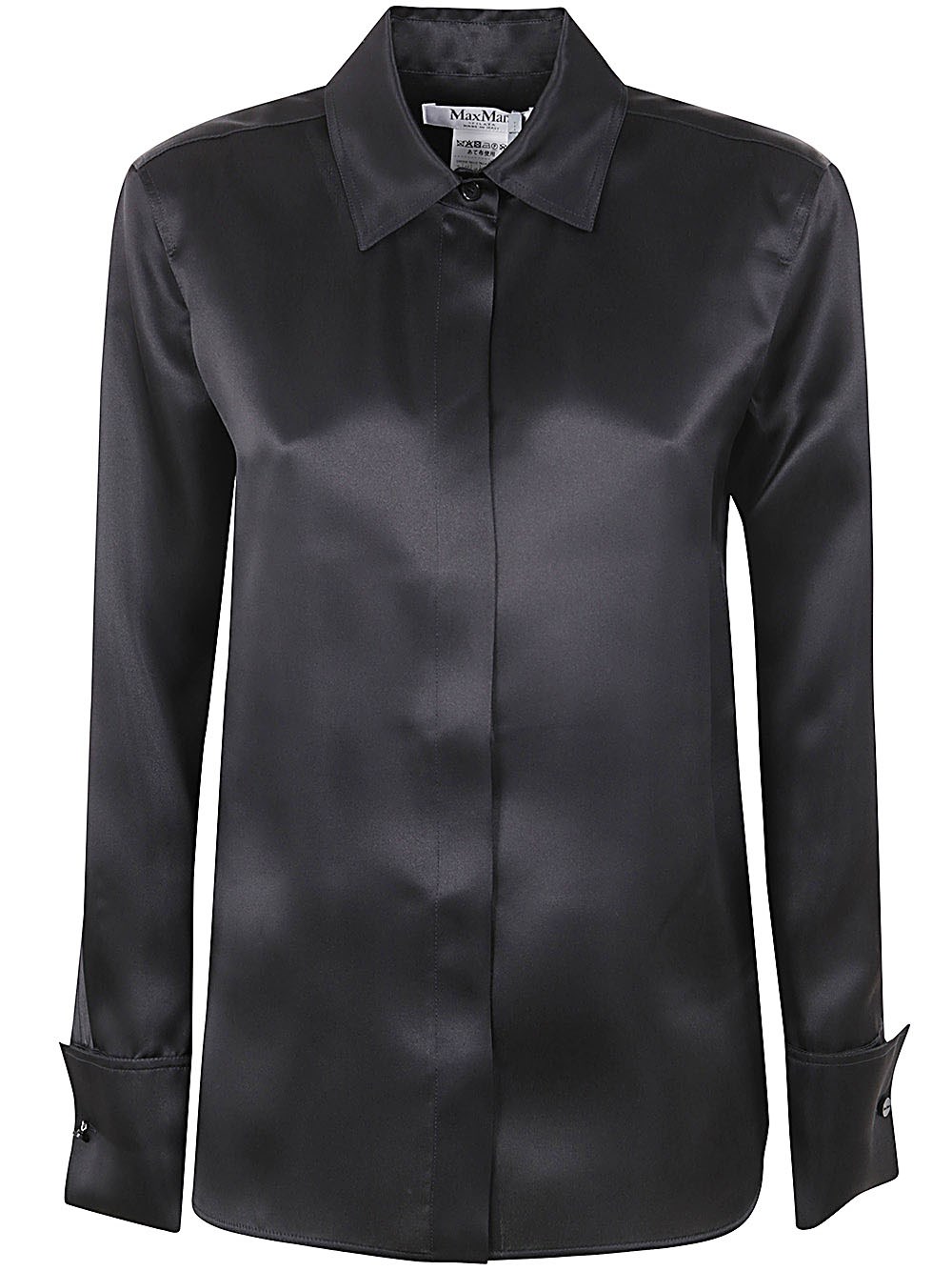 Max Mara Aiello Silk Satin Regular Shirt In Black