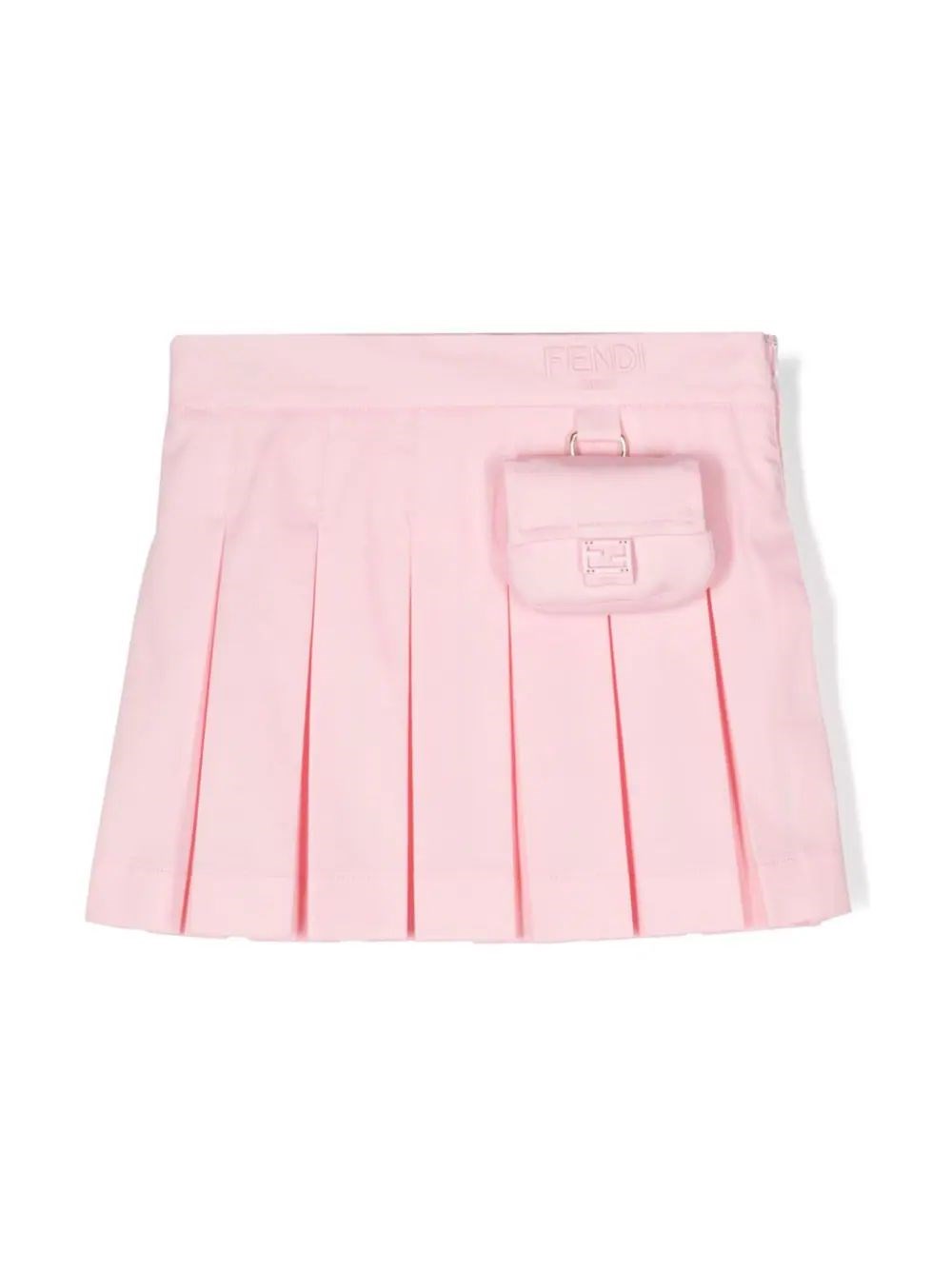 Fendi Pink Skirt For Girl With Logo And Baguette In Pink