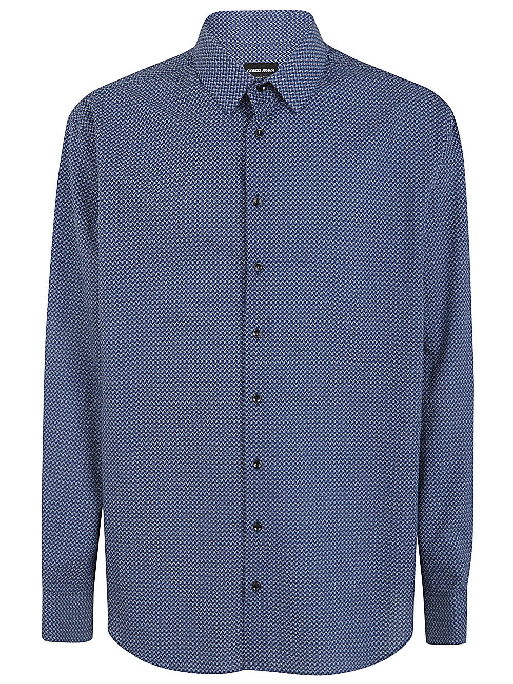 Giorgio Armani Fantasy Shirt With Button Cuffs And Long Sleeves In Blue