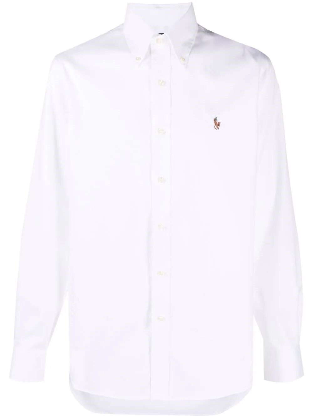 Polo Ralph Lauren Slim Fit White Cotton Shirt With Embroidered Logo In White
