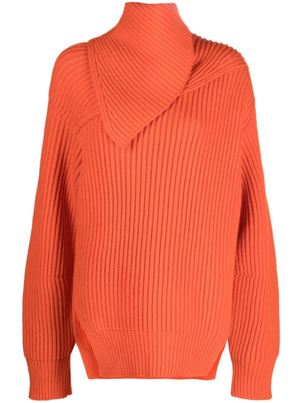Jil Sander Long Sleeves Foulard Neck Cardigan Clothing In Orange