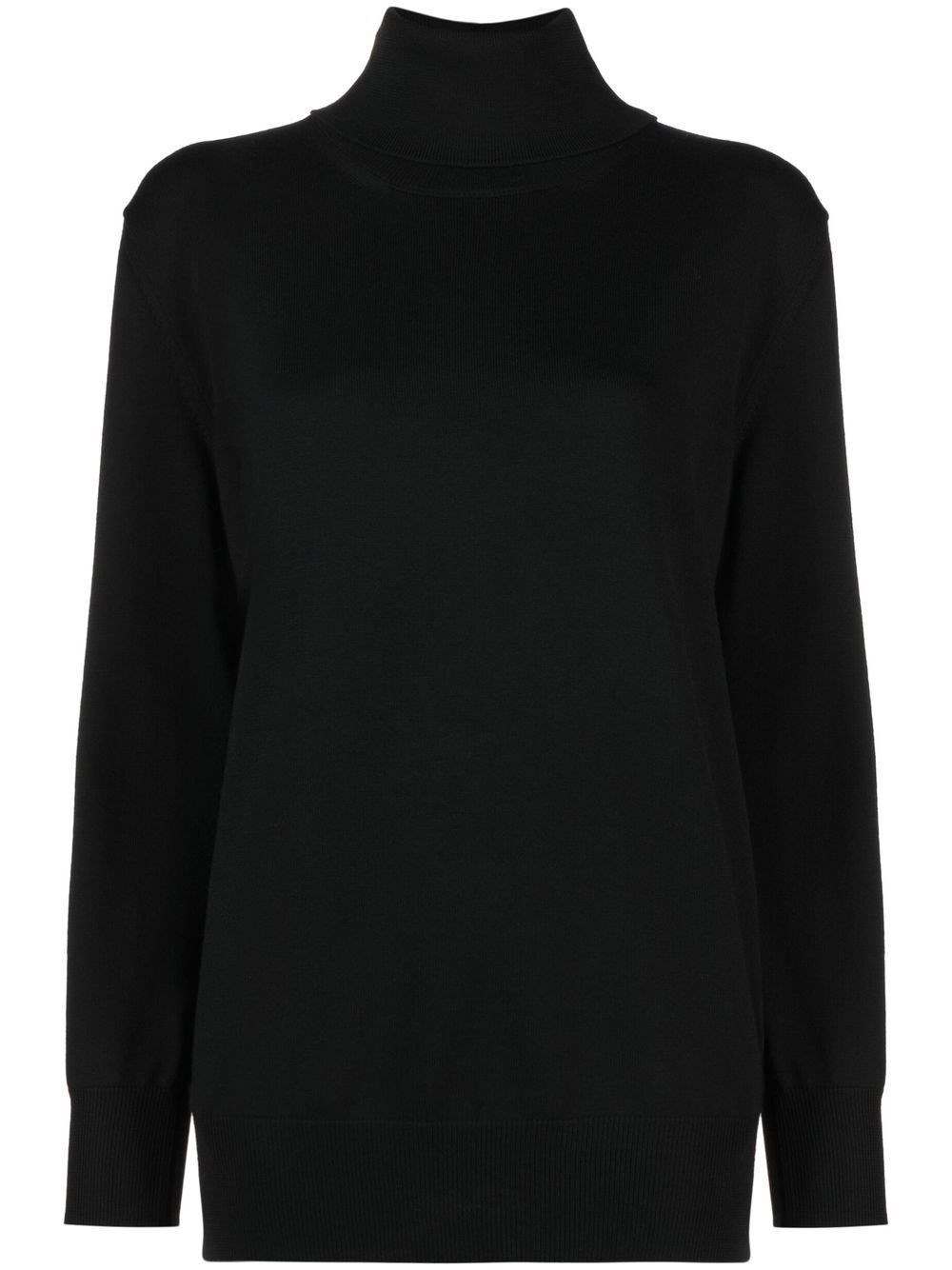 Jil Sander Slit-sleeves High-neck Jumper In Black