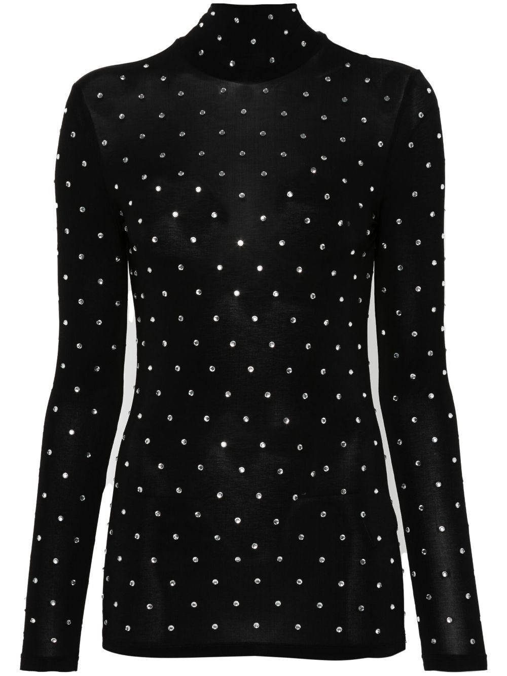 Rabanne Embellished Fitted Turtleneck Long Sleeve Top In Black