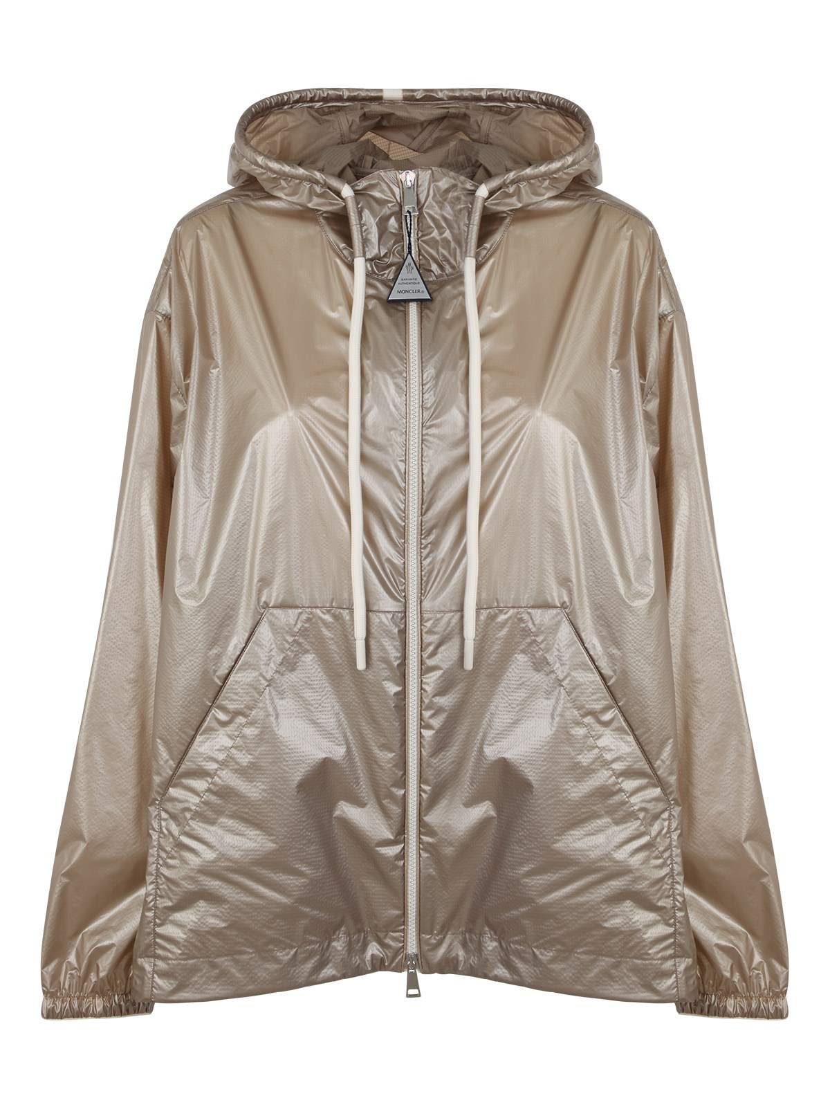 Moncler Metallic Drawstring Hood Jacket In Metallic