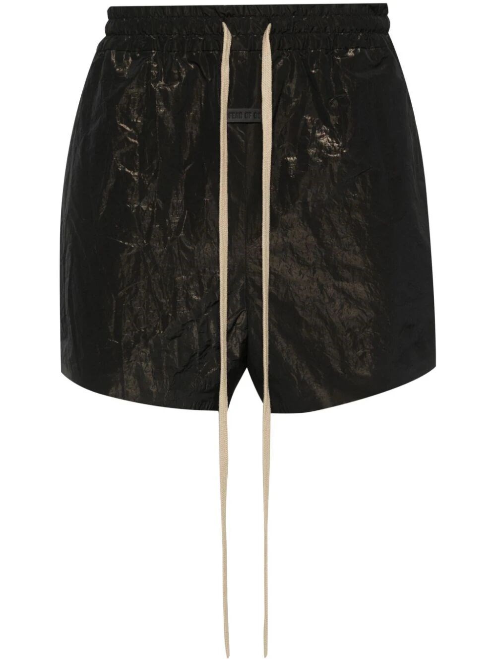 Fear Of God Crinkled Texture Elastic Waistband Lightweight Shorts In Black