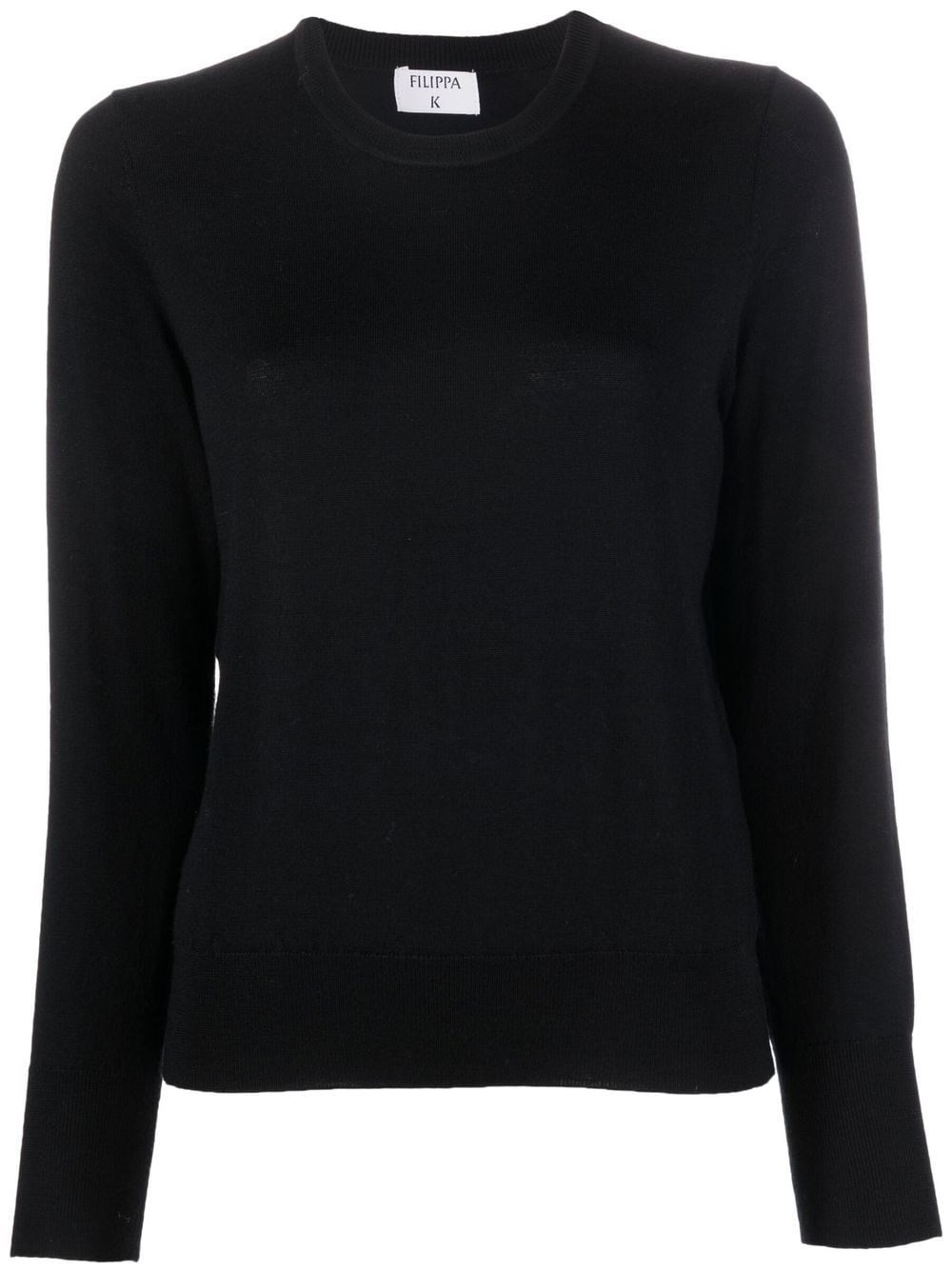 Filippa K Merino Round Neck Sweater In Black