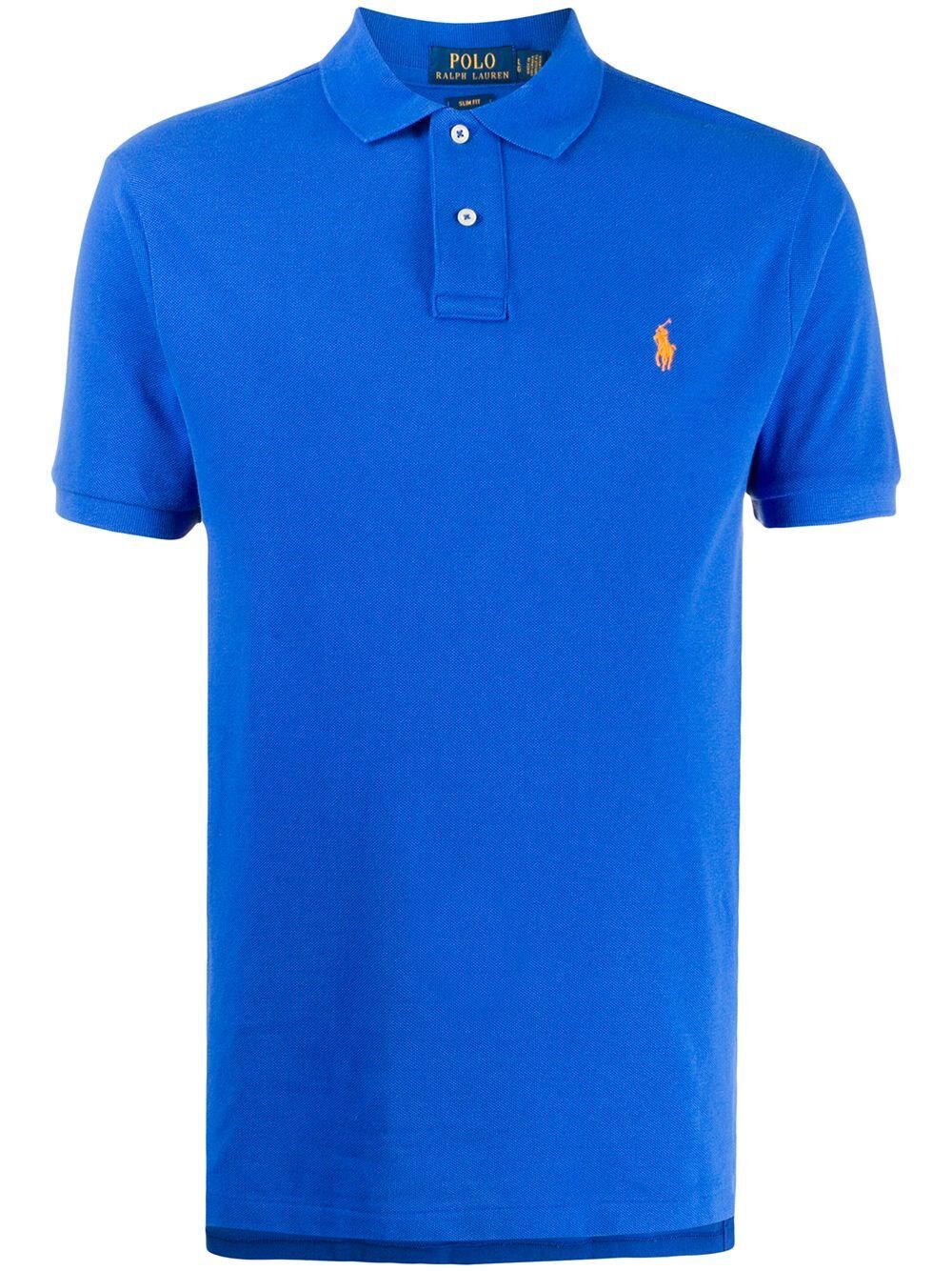 Polo Ralph Lauren Logo Embroidered Short-sleeved Polo Shirt In Blue