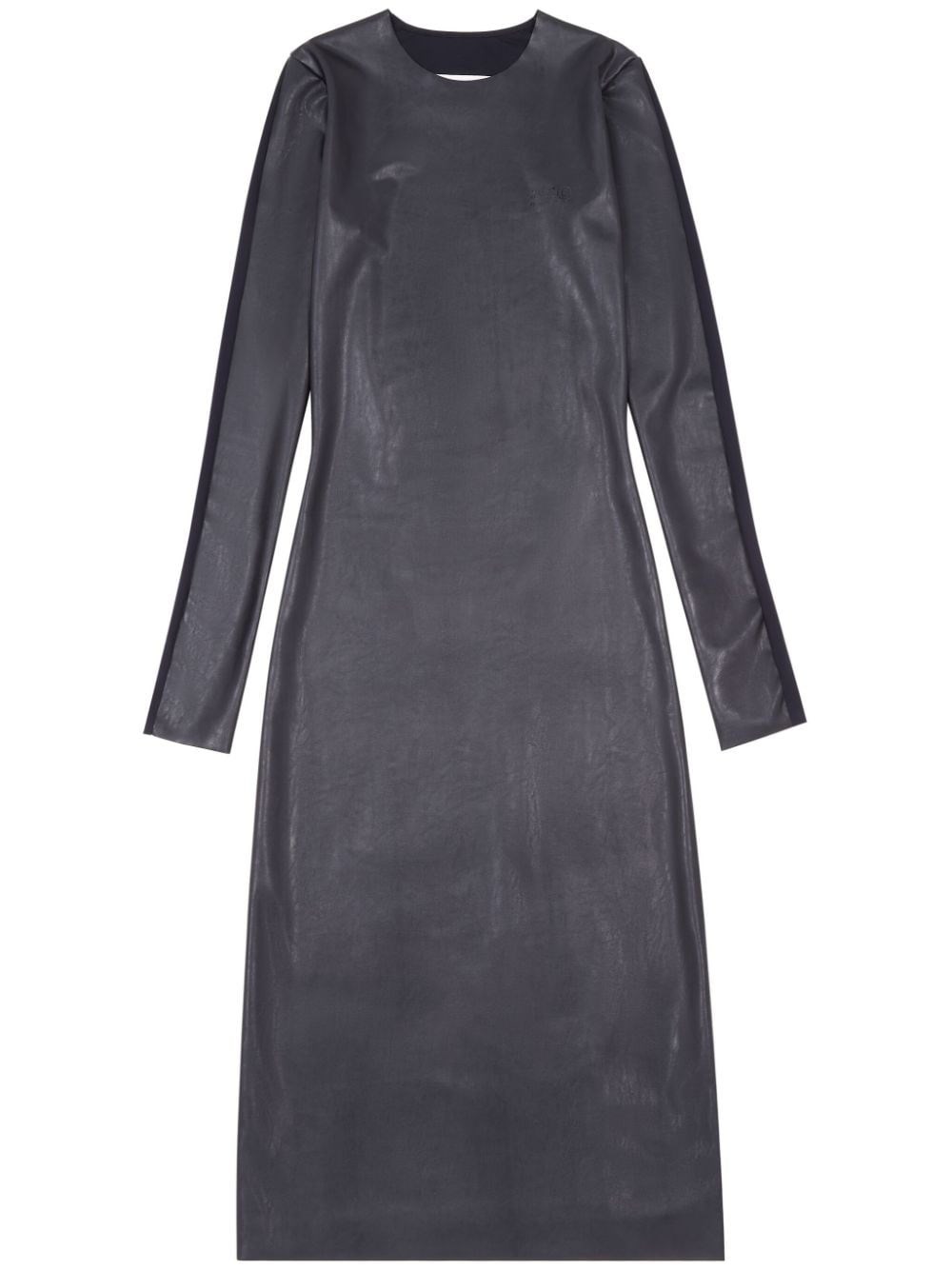 Mm6 Maison Margiela Faux-leather Midi Dress In Black  