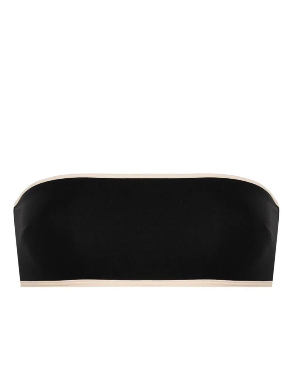Totême Toteme Stripe Edge Strapless Bikini Top In Black