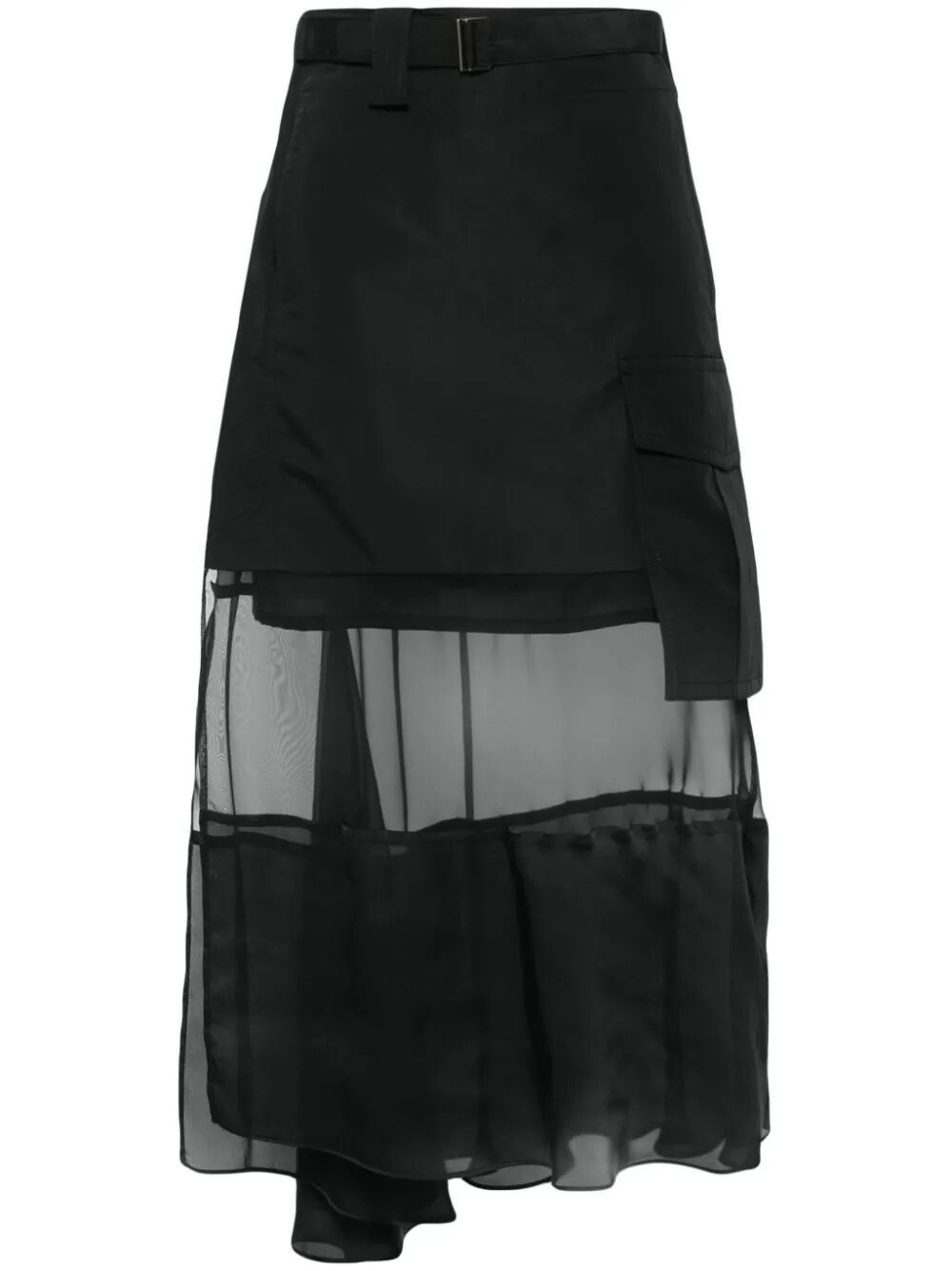 スカート sacai SS24 FABRIC COMBO SKIRT (24.07226 001 BLACK) Sacai Fabric Combo Skirt Clothing In Black | ModeSens