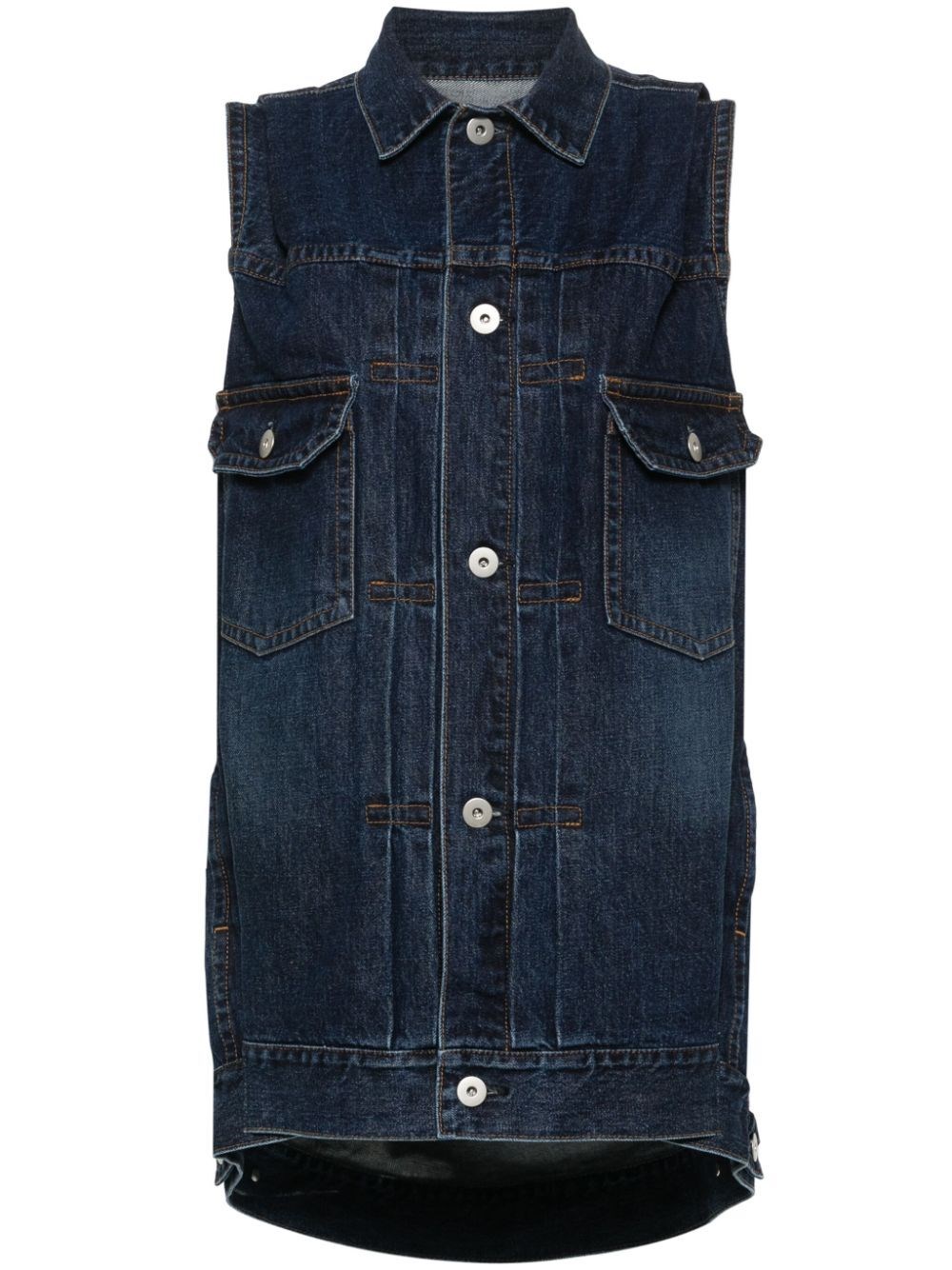 Sacai Oversized Denim Vest For In Blue