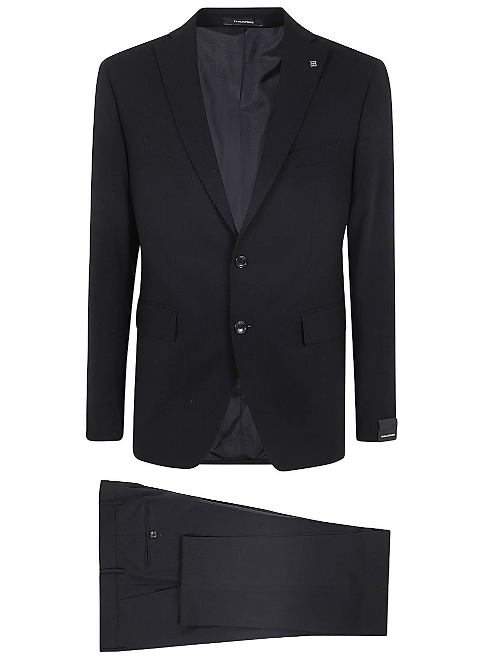 Tagliatore Button Long-sleeved Suit Coat And Trousers Set In Black  