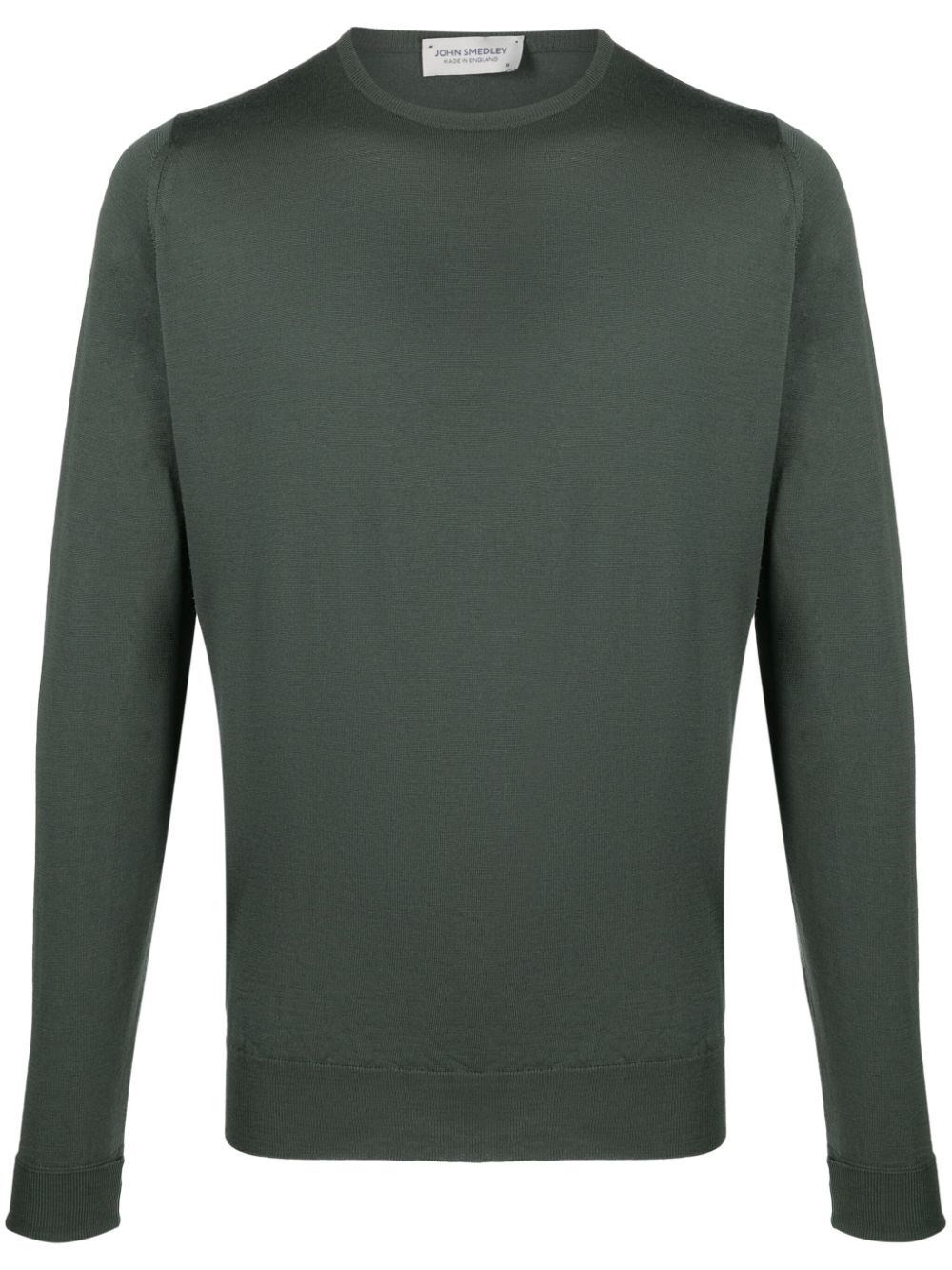 John Smedley Crew Neck Jersey Knit Sweater In Green