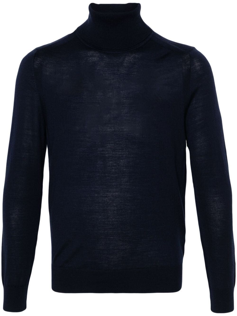 Paul Smith Turtleneck Wool Sweater In Blue