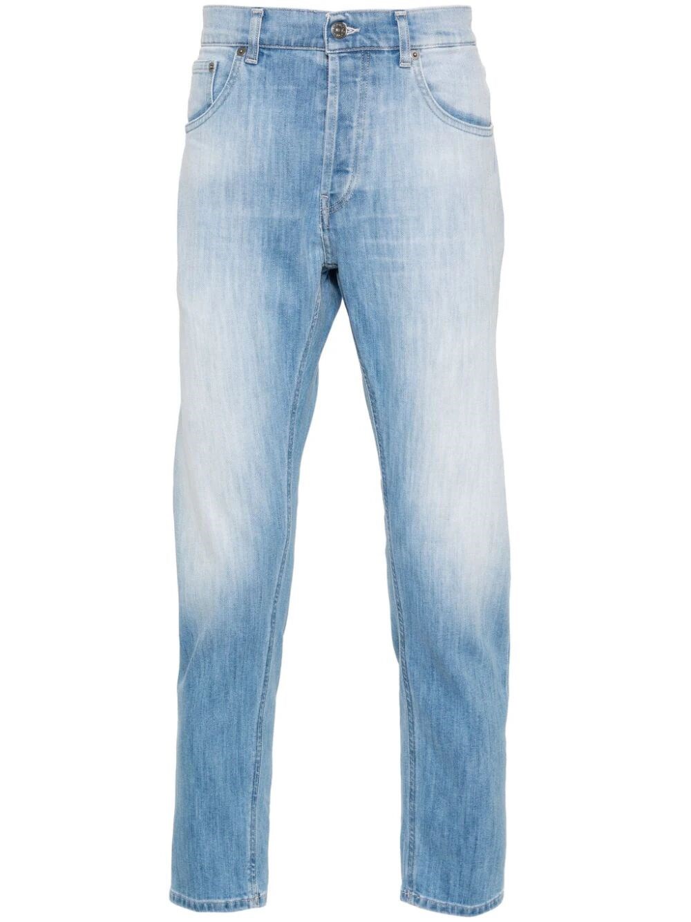 Dondup Faded Five-pocket Jeans With Belt Loops In Blue