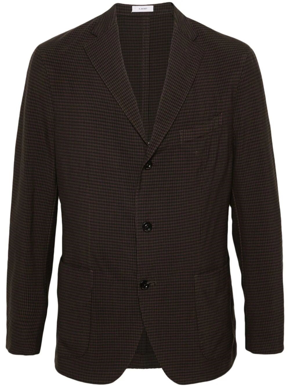 Boglioli Single-breasted Checked Blazer In Brown