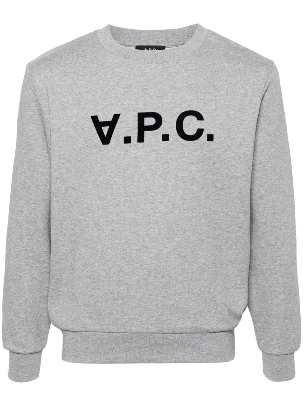 Apc A.p.c. Sweatshirt Crew-neck Logo Print Clothing In Gray