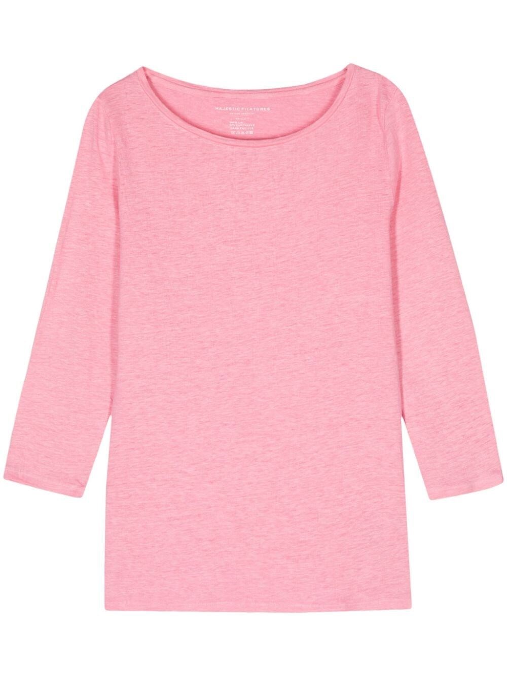 Majestic T-shirt Mit Rundem Ausschnitt In Pink